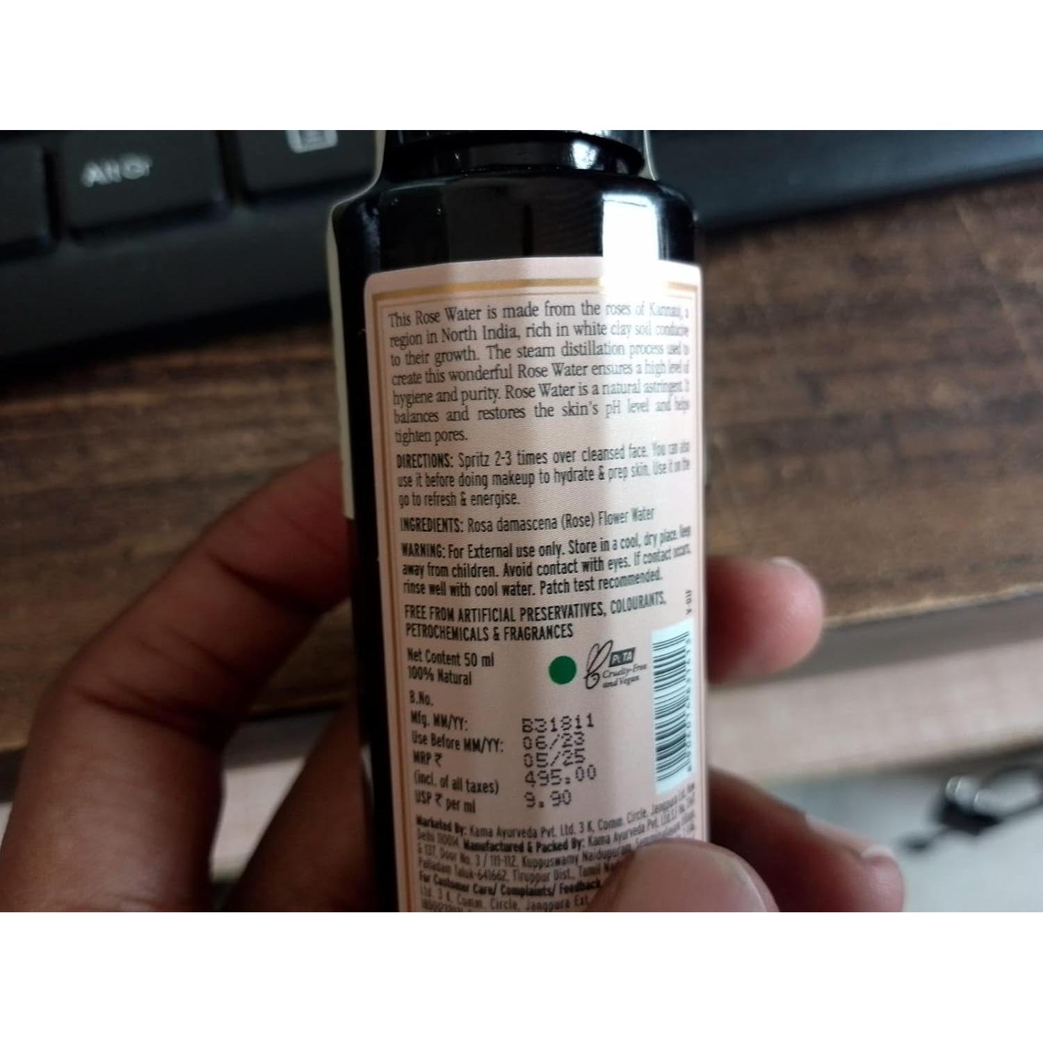 Agua de Rosa Pura Orgánica Kama Ayurveda 50ML - Astringente Natural