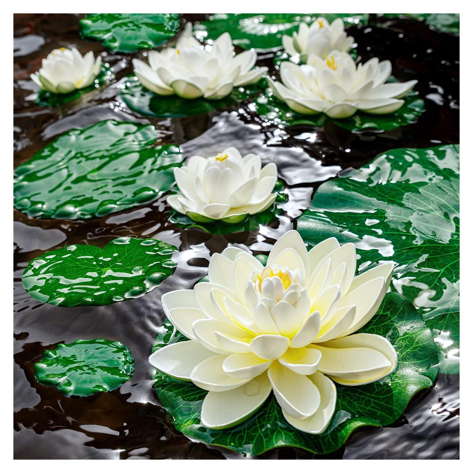 Almohadillas de Lirio Artificial FFNIU 9 Piezas para Estanques