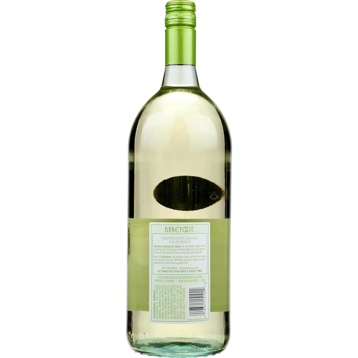 Vino Blanco Barefoot Sauvignon Blanc 1.5 L - Refrescante