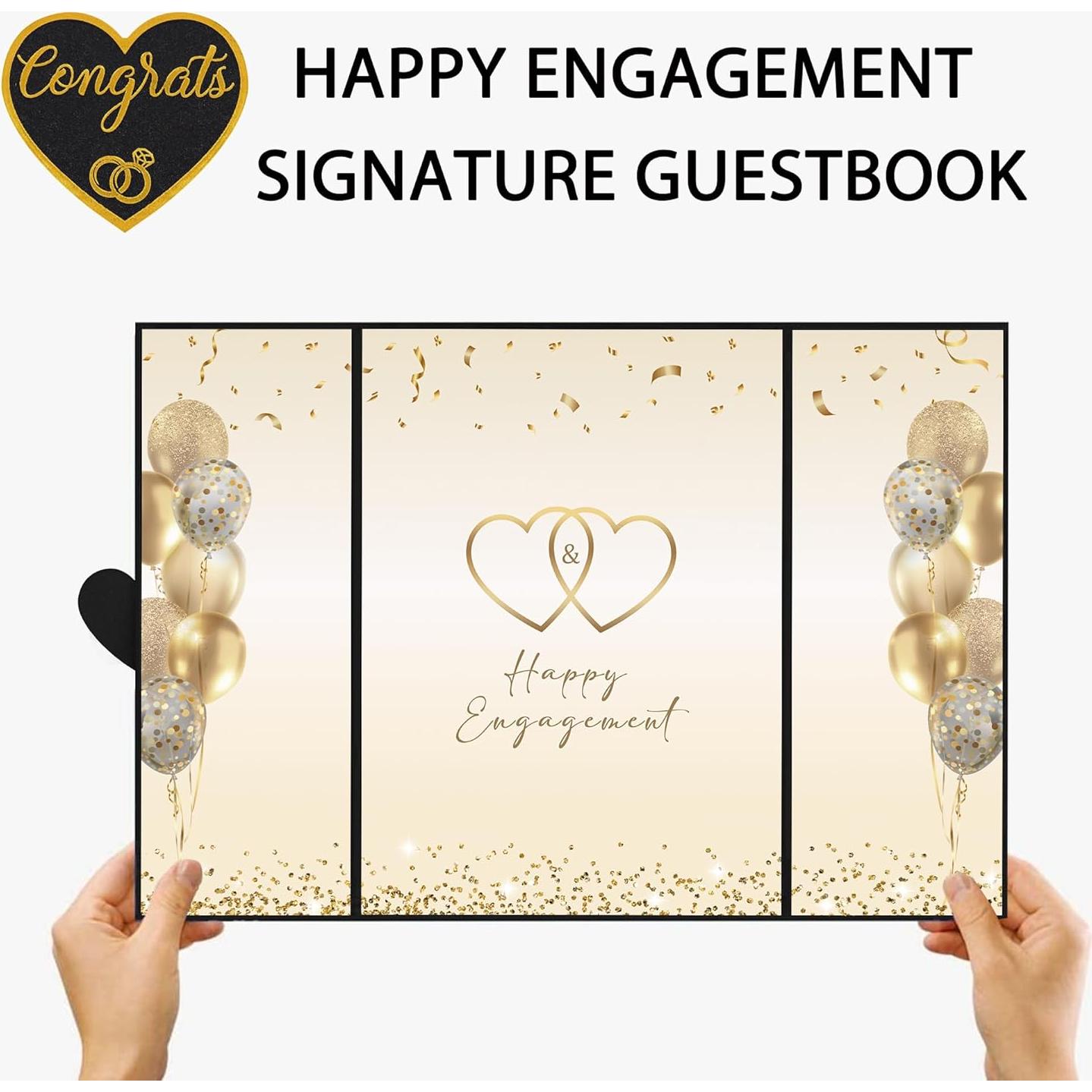 Libro de Firmas de Compromiso DARUNAXY Oro Negro 45.6x30.6cm