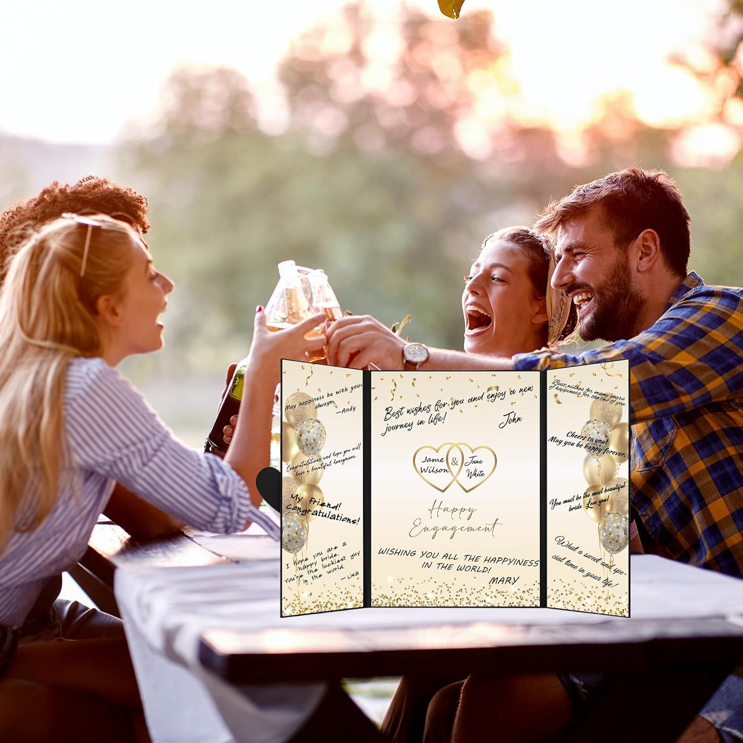 Libro de Firmas de Compromiso DARUNAXY Oro Negro 45.6x30.6cm