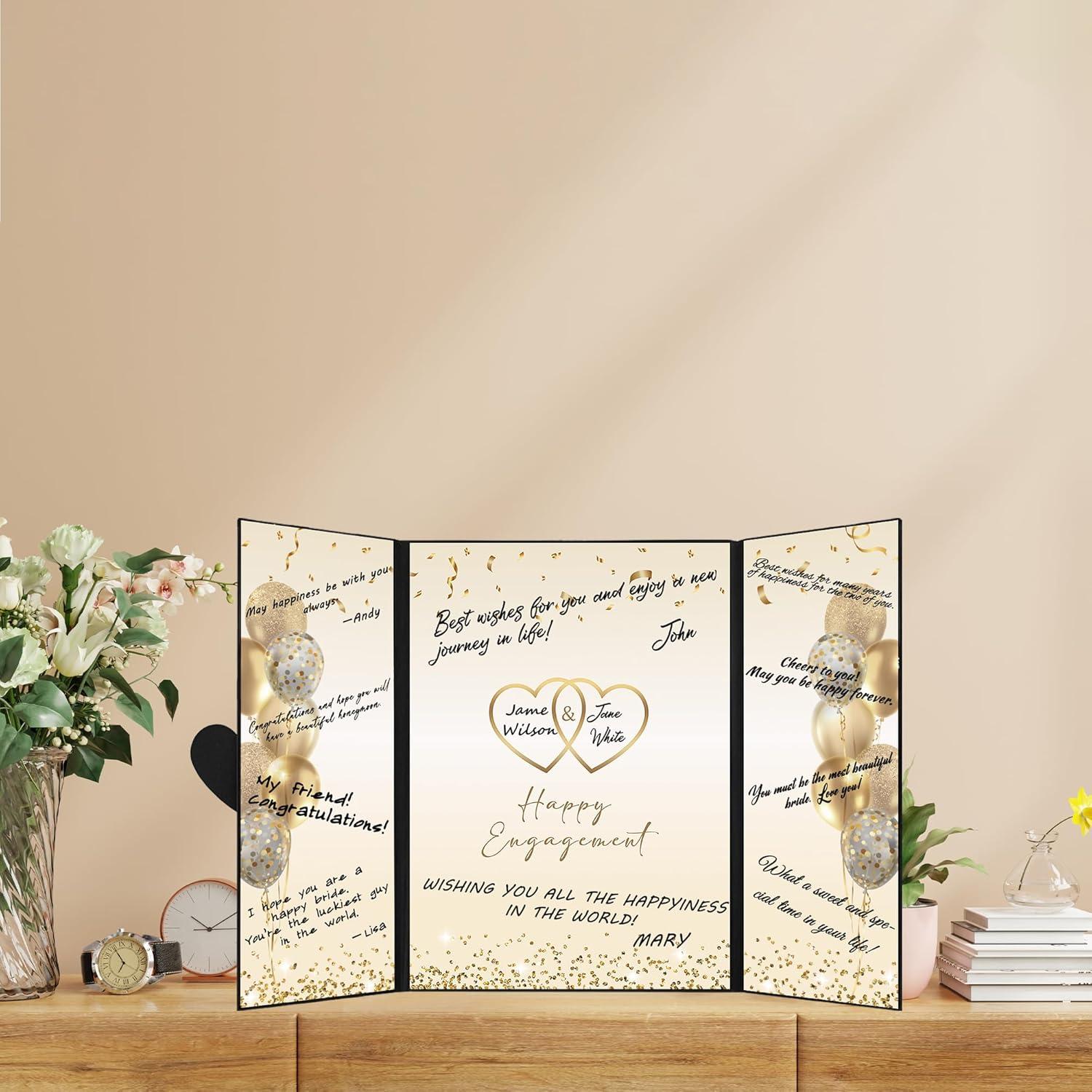 Libro de Firmas de Compromiso DARUNAXY Oro Negro 45.6x30.6cm