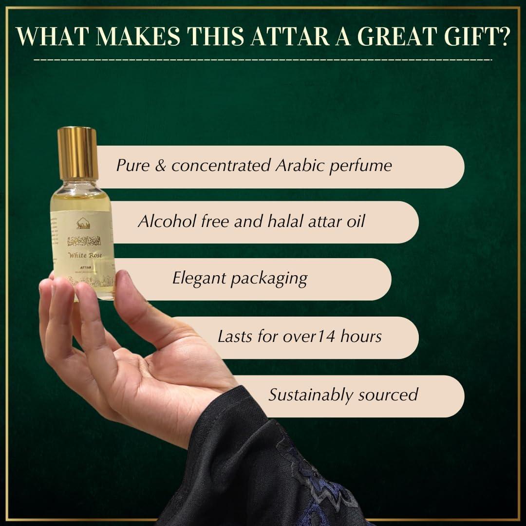 Aceite de Attar de Rosa Blanca 30ml Unisex - Fragancia Duradera