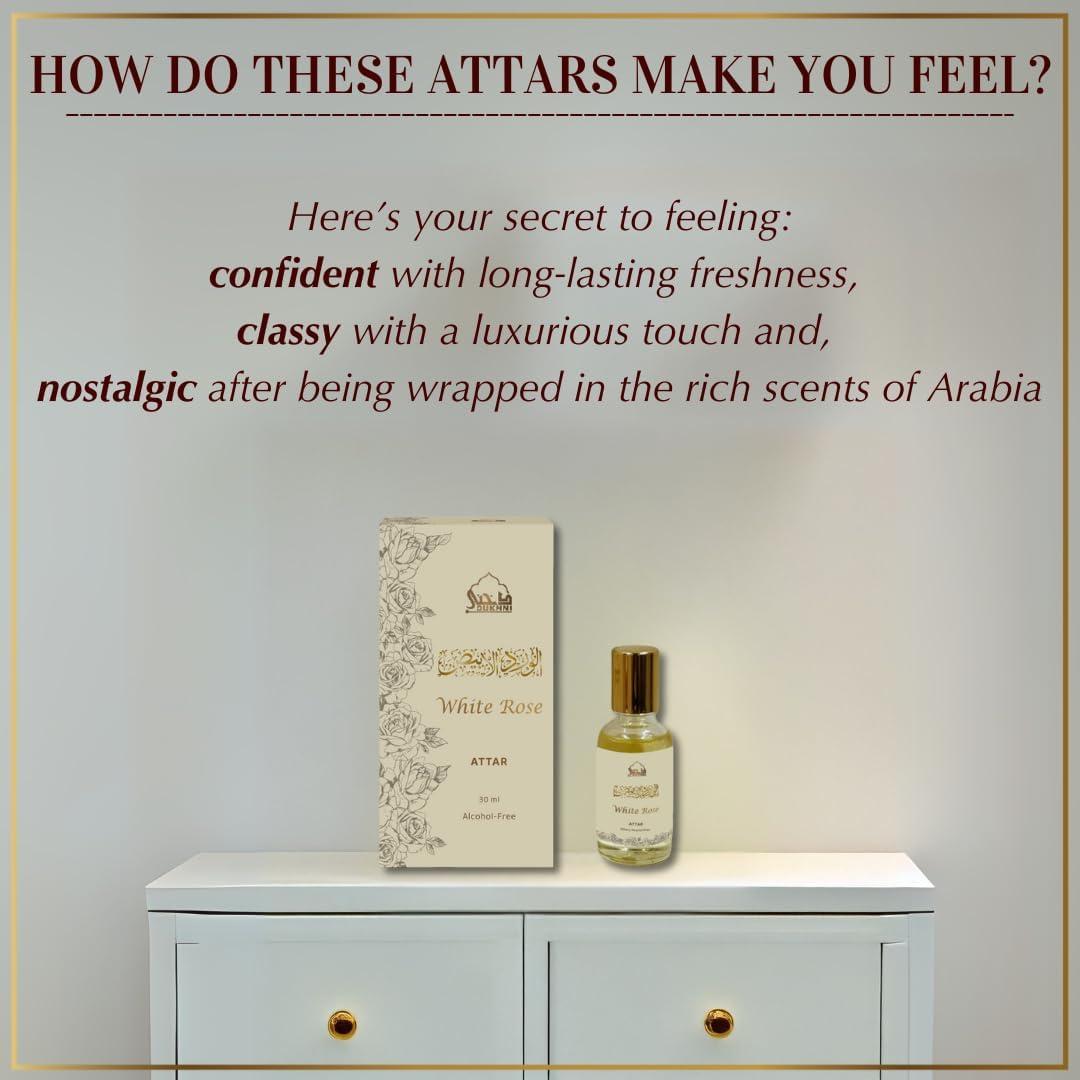 Aceite de Attar de Rosa Blanca 30ml Unisex - Fragancia Duradera
