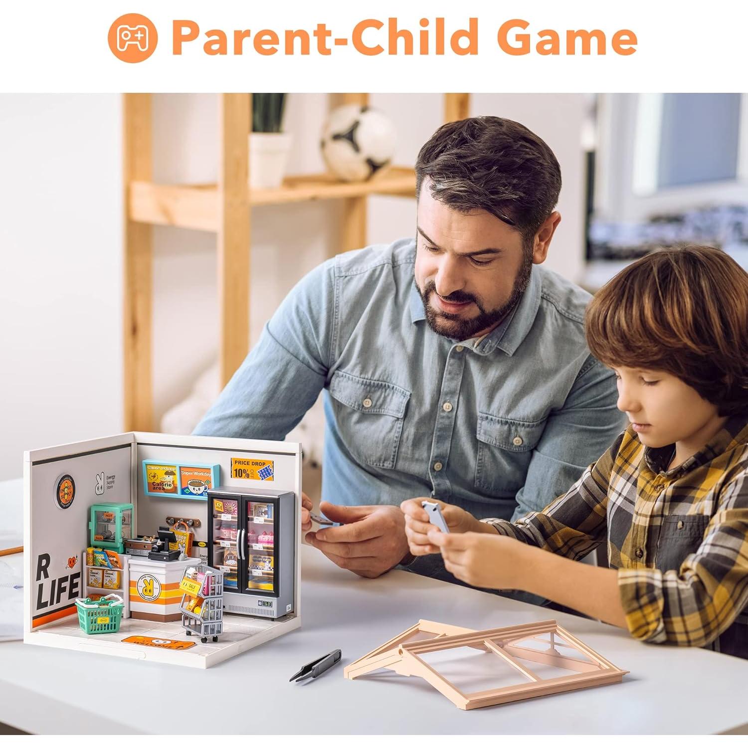 Kit Casa de Muñecas Miniatura ROBOTIME con LED 16x16 cm