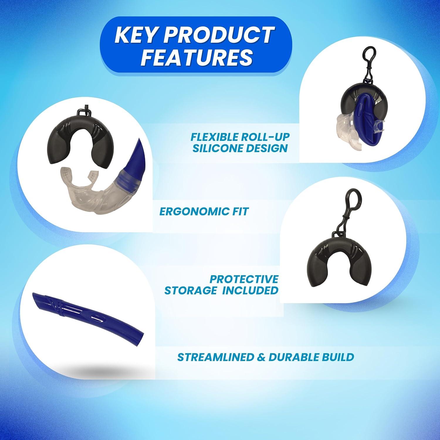 Snorkel Plegable de Silicona Scuba Choice 38 cm Azul