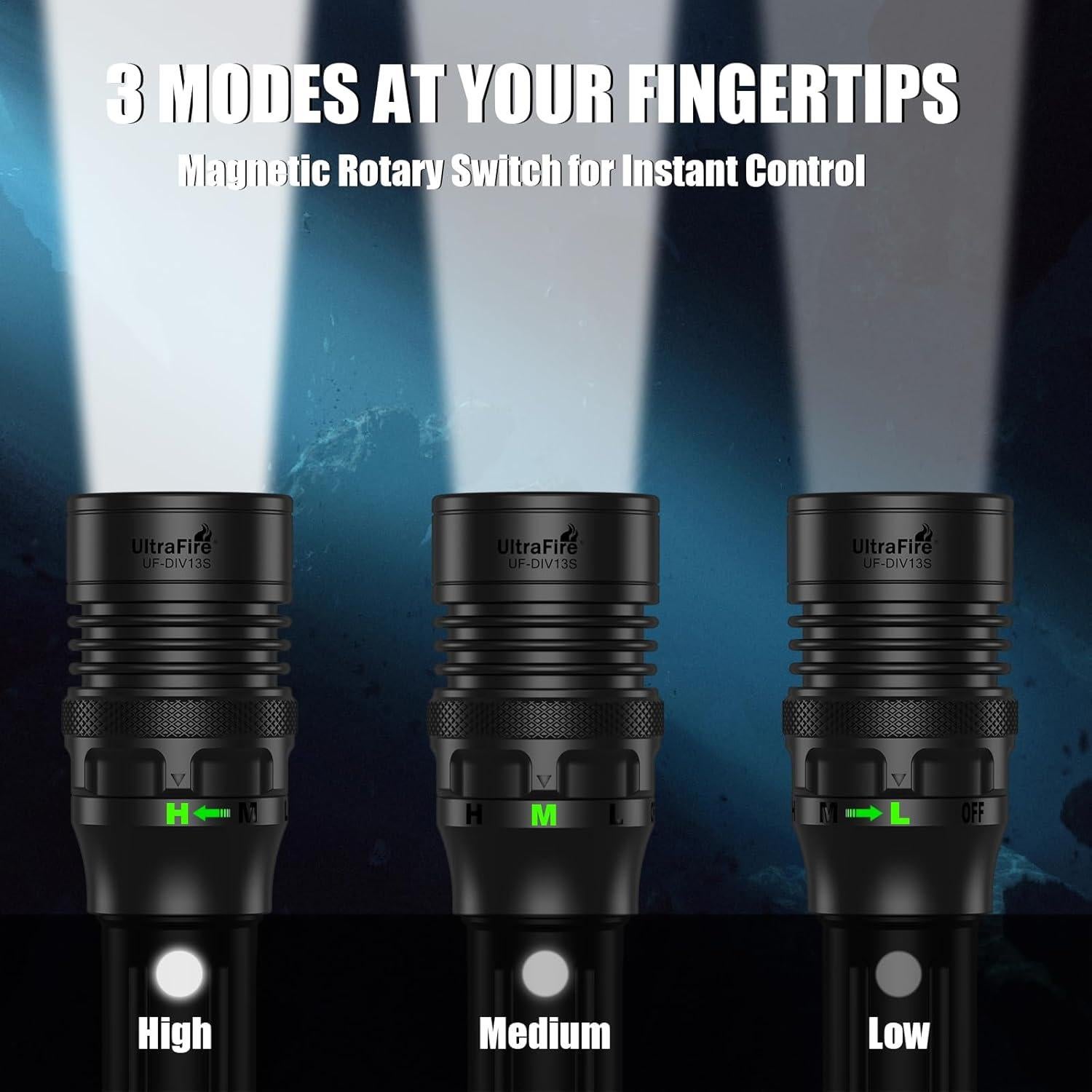 Linterna de Buceo UltraFire UF-DIV13S 3350 Lúmenes IPX8