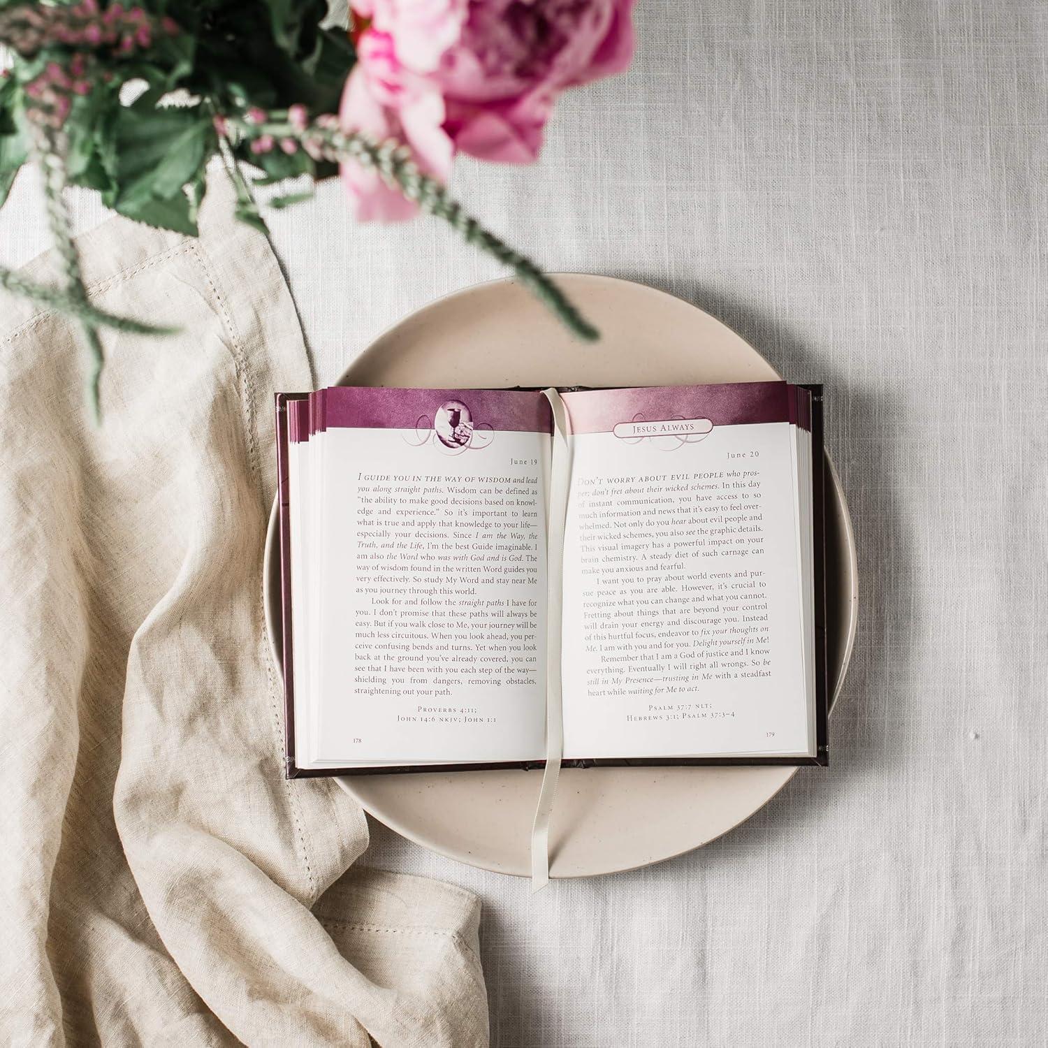 Jesus Always, Padded Hardcover, with Scripture References: Embracing Joy in His Presence (A 365-Day Devotional) – The Perfect Christian Christmas Gift