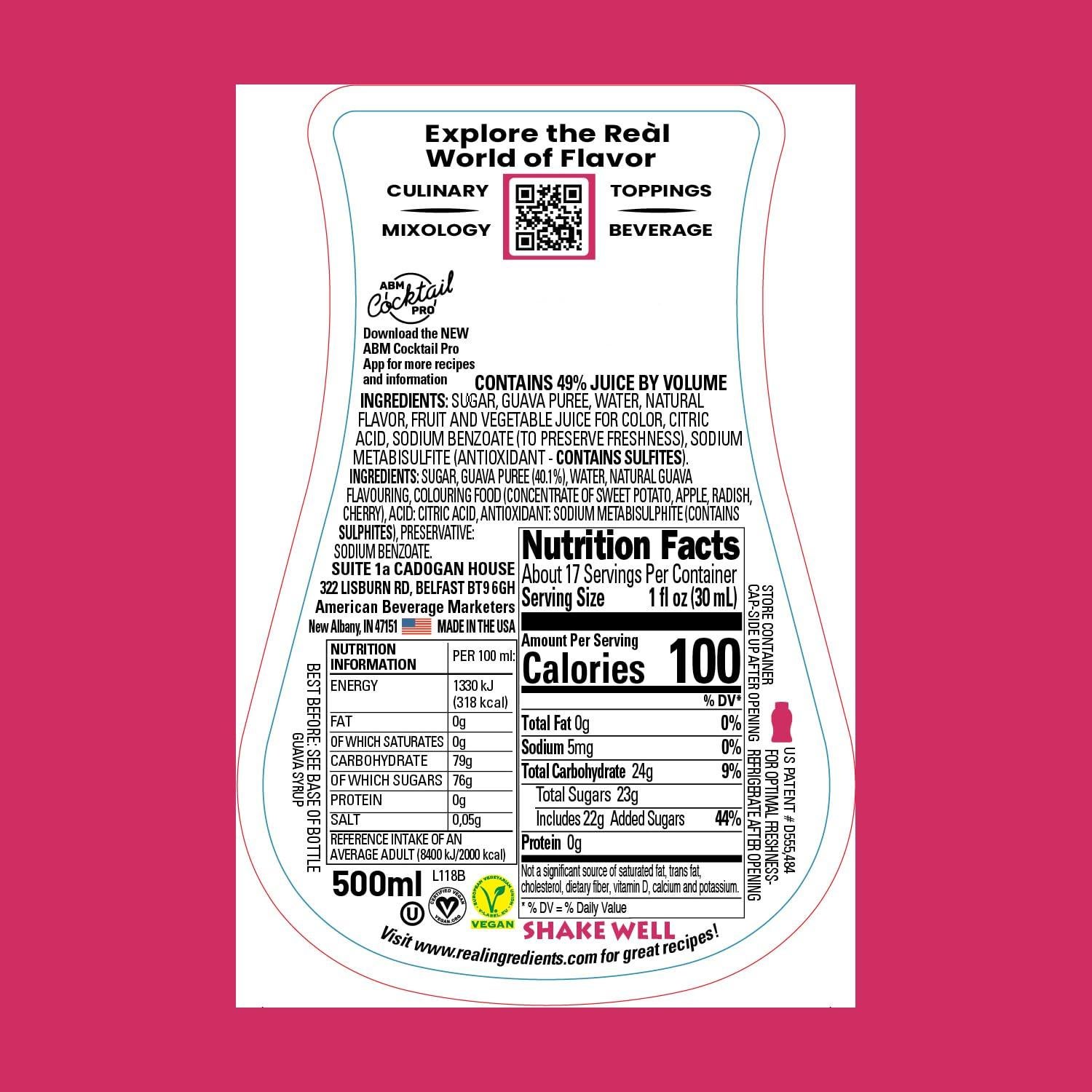 Jarabe de Guayaba Reàl Infused Exotics - Paquete de 3 Botellas 500ml