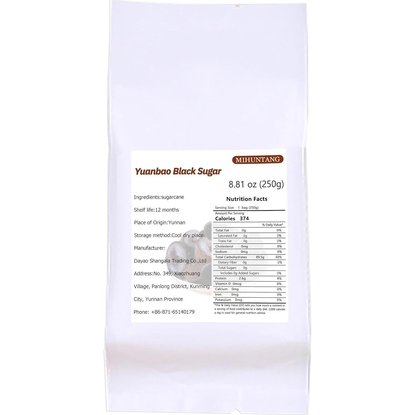 Azúcar Negra Tradicional Chino Yuanbao 250g - Yunnan