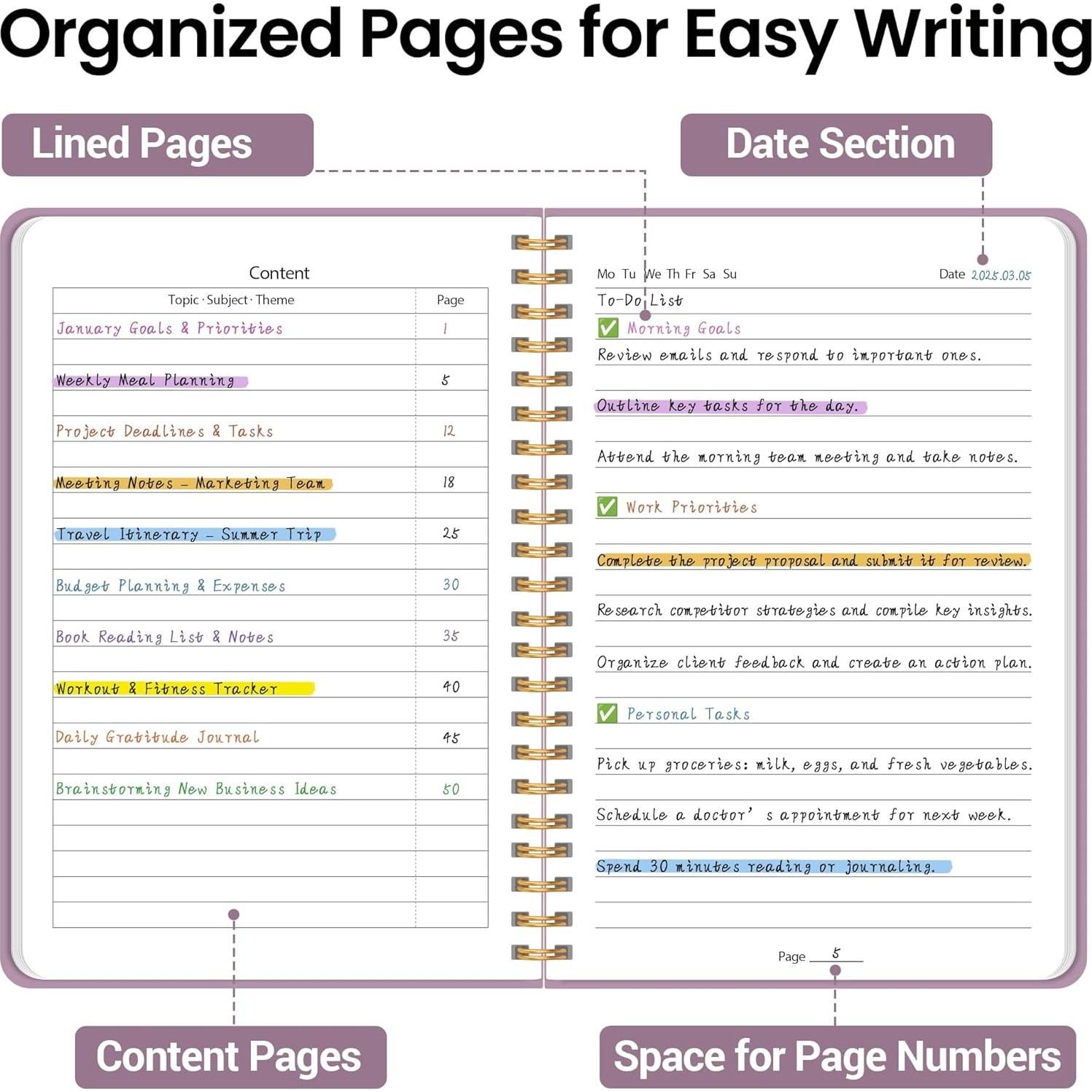 Cuaderno Espiral Tapa Dura CICPAP A5 Rayado Púrpura