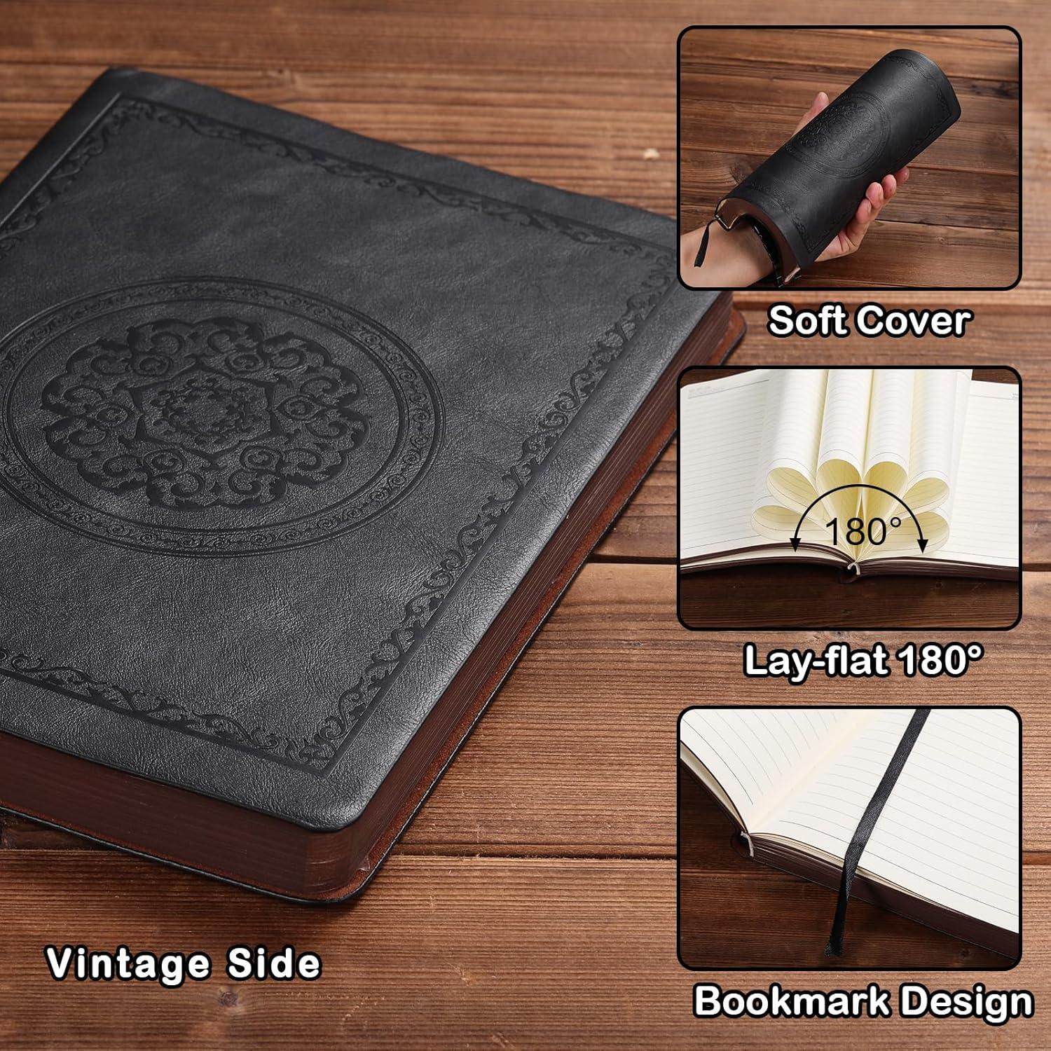 Cuaderno de Piel Vintage Fetinar A5 Rayado 300 Páginas Negro