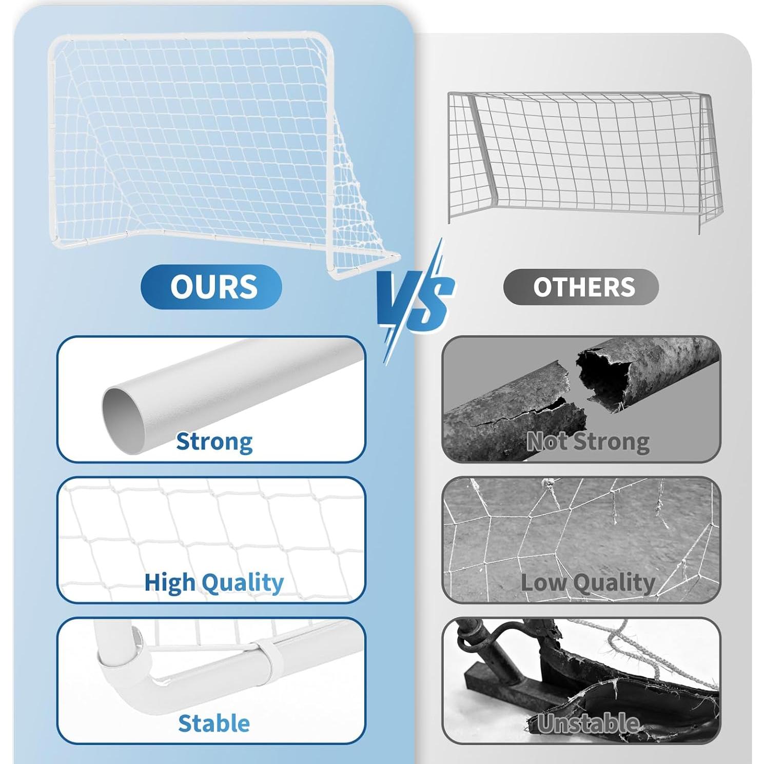 Gol de Fútbol Portátil GarveeLife 1.83x1.22 m con Marco de Acero