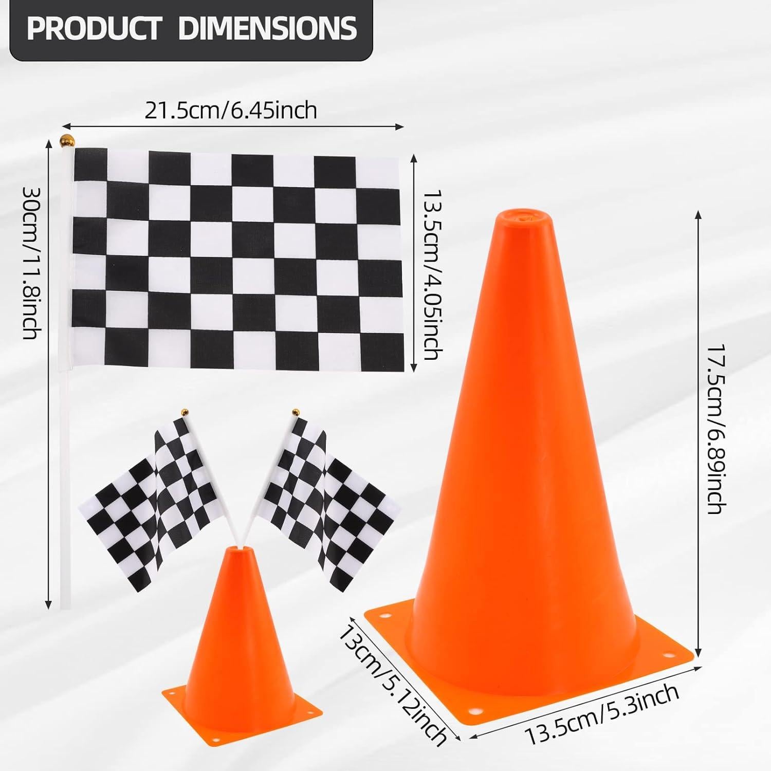 Conjunto 24 Pcs Conos de Tráfico y Banderas a Cuadros Tivcck