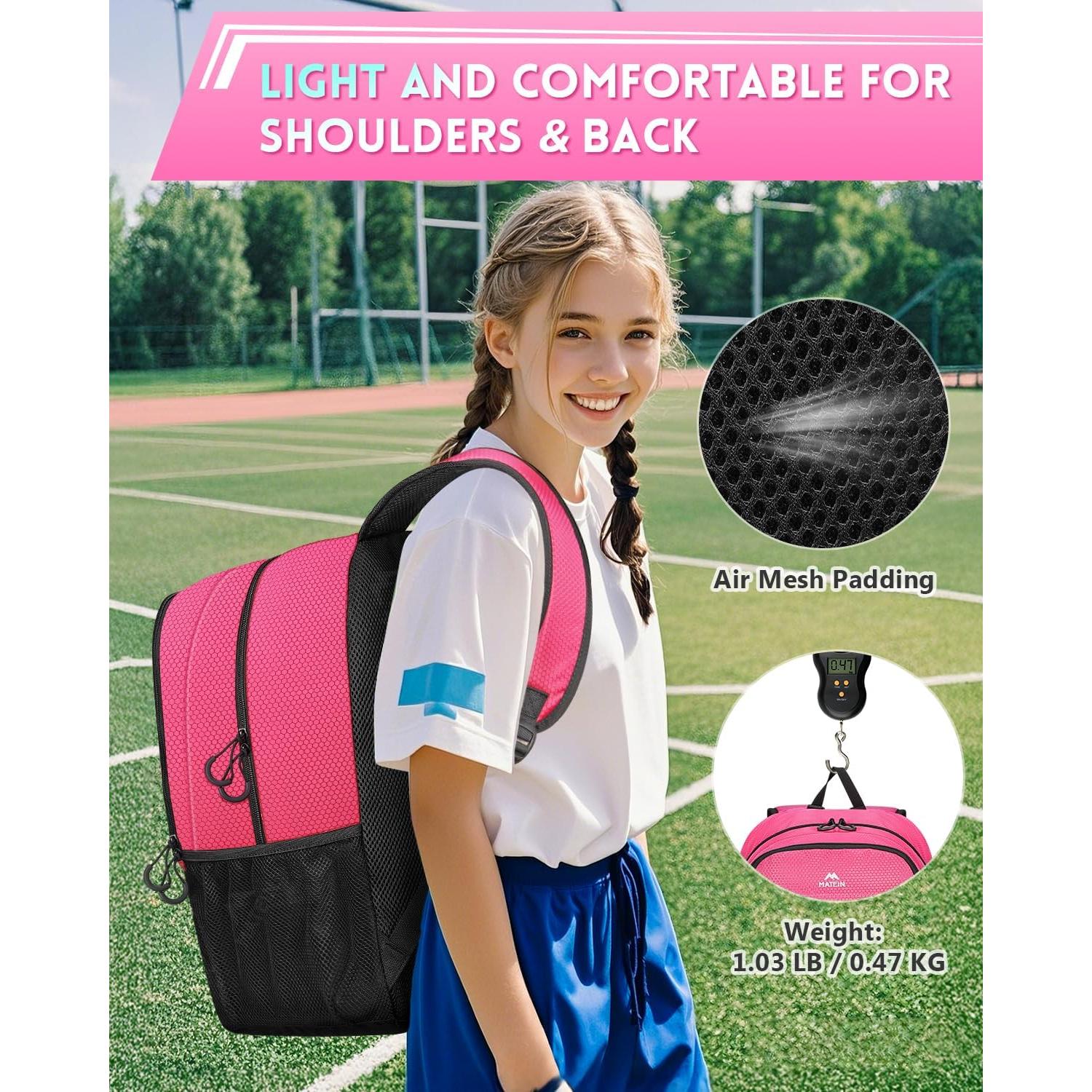 Mochila Deportiva MATEIN Rosa para Niñas con Compartimentos
