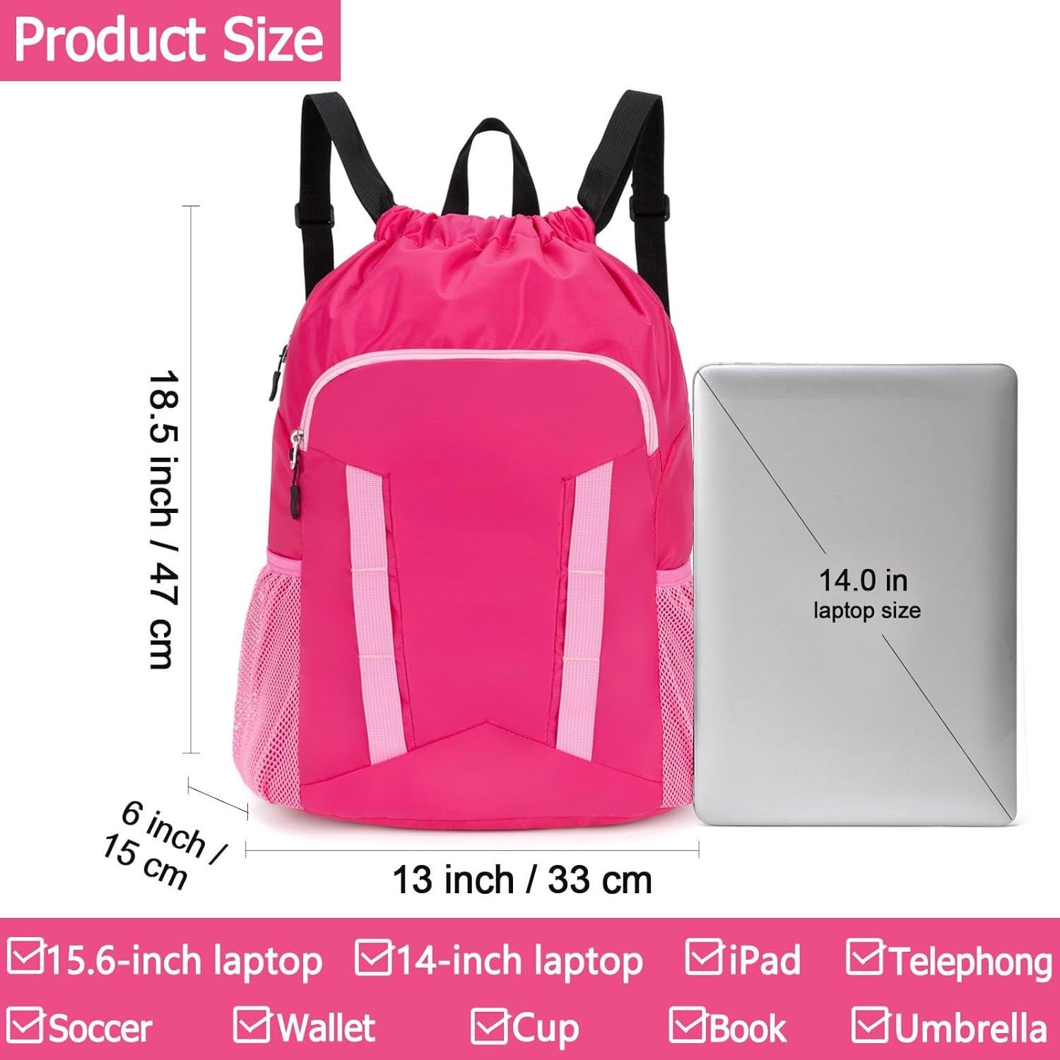 Mochila de Cuerda Deportiva Veious Rosa 48.3x33x15.2cm