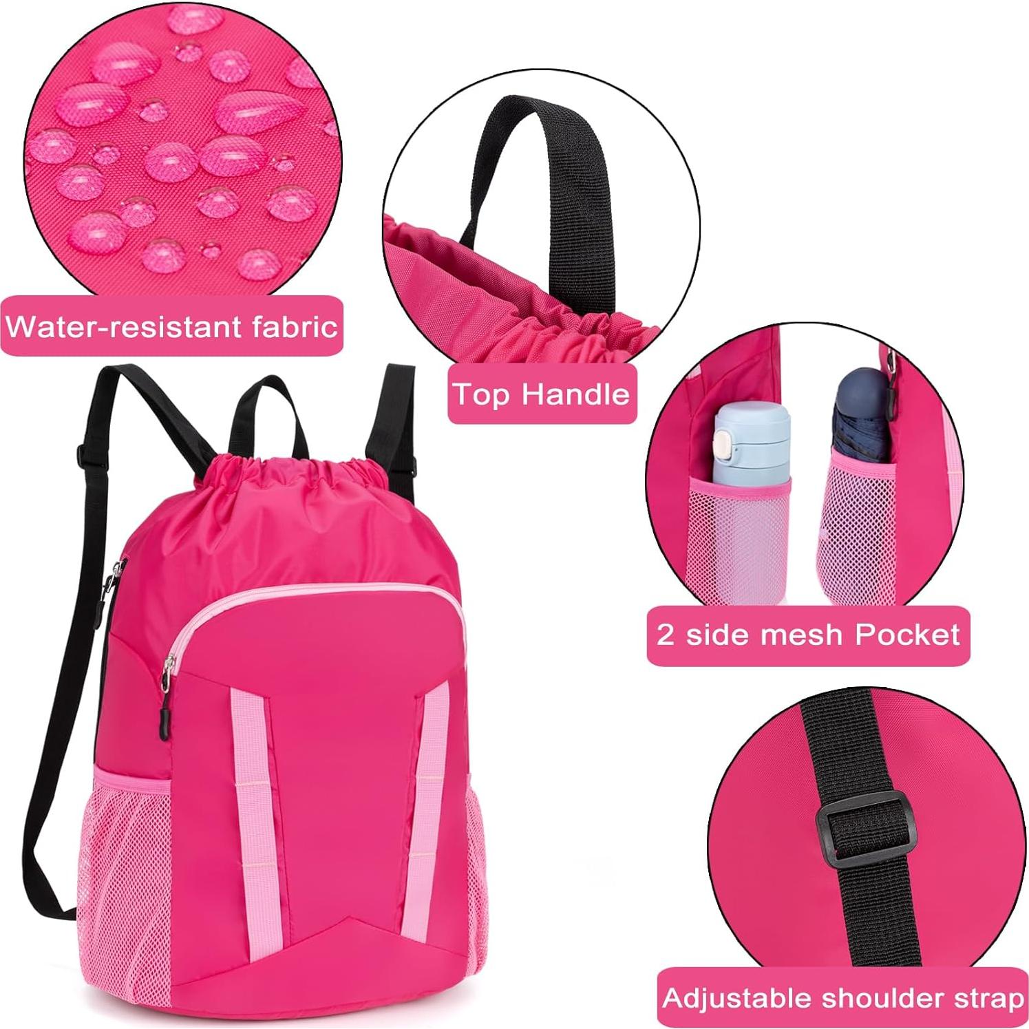 Mochila de Cuerda Deportiva Veious Rosa 48.3x33x15.2cm