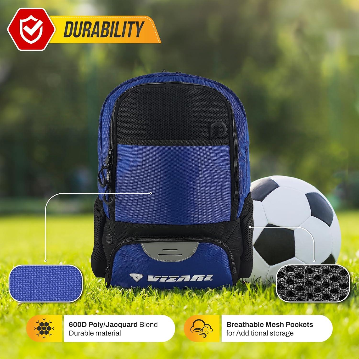 Mochila de Fútbol Vizari Avila - Resistente al Agua, Compartimentos para Botas y Balón