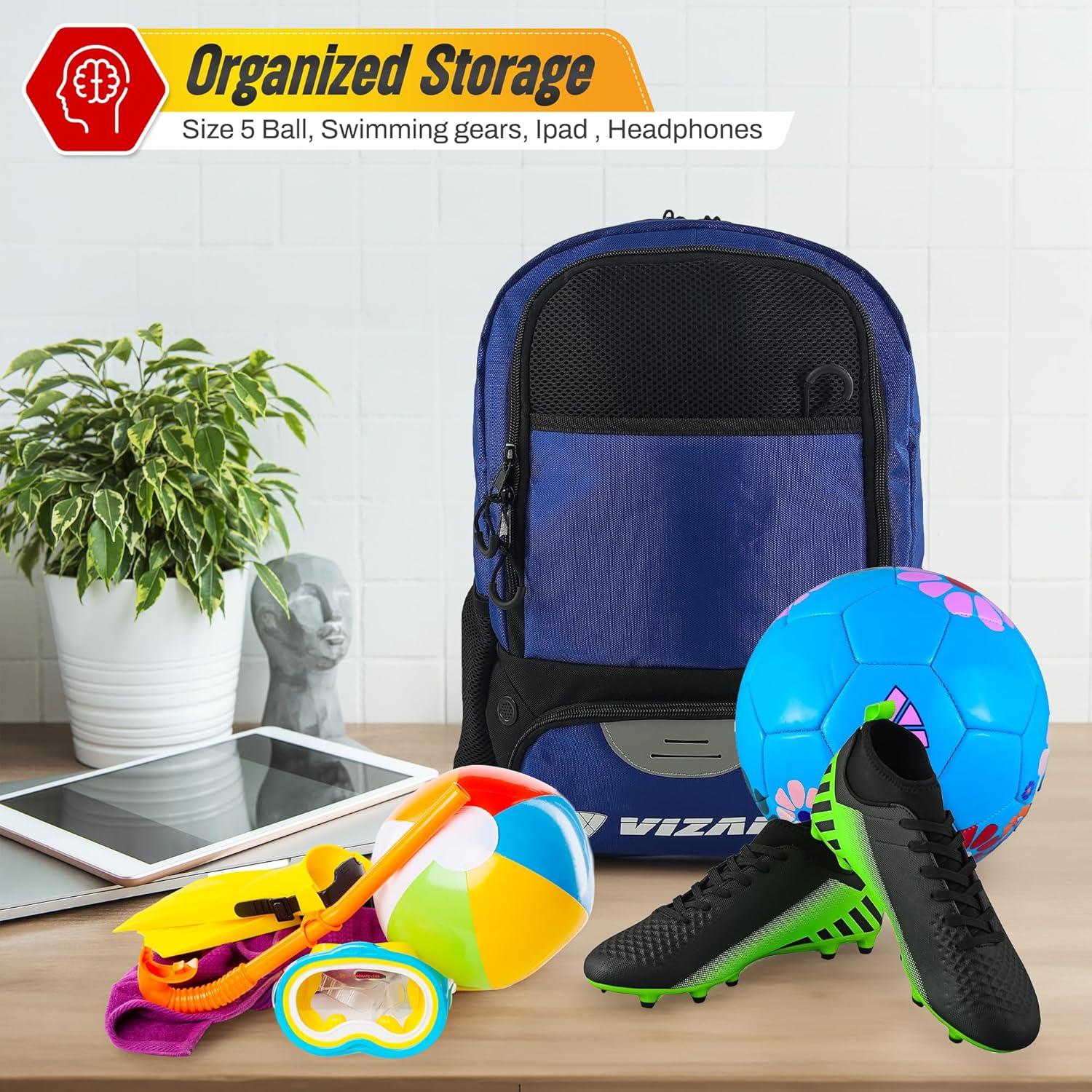 Mochila de Fútbol Vizari Avila - Resistente al Agua, Compartimentos para Botas y Balón