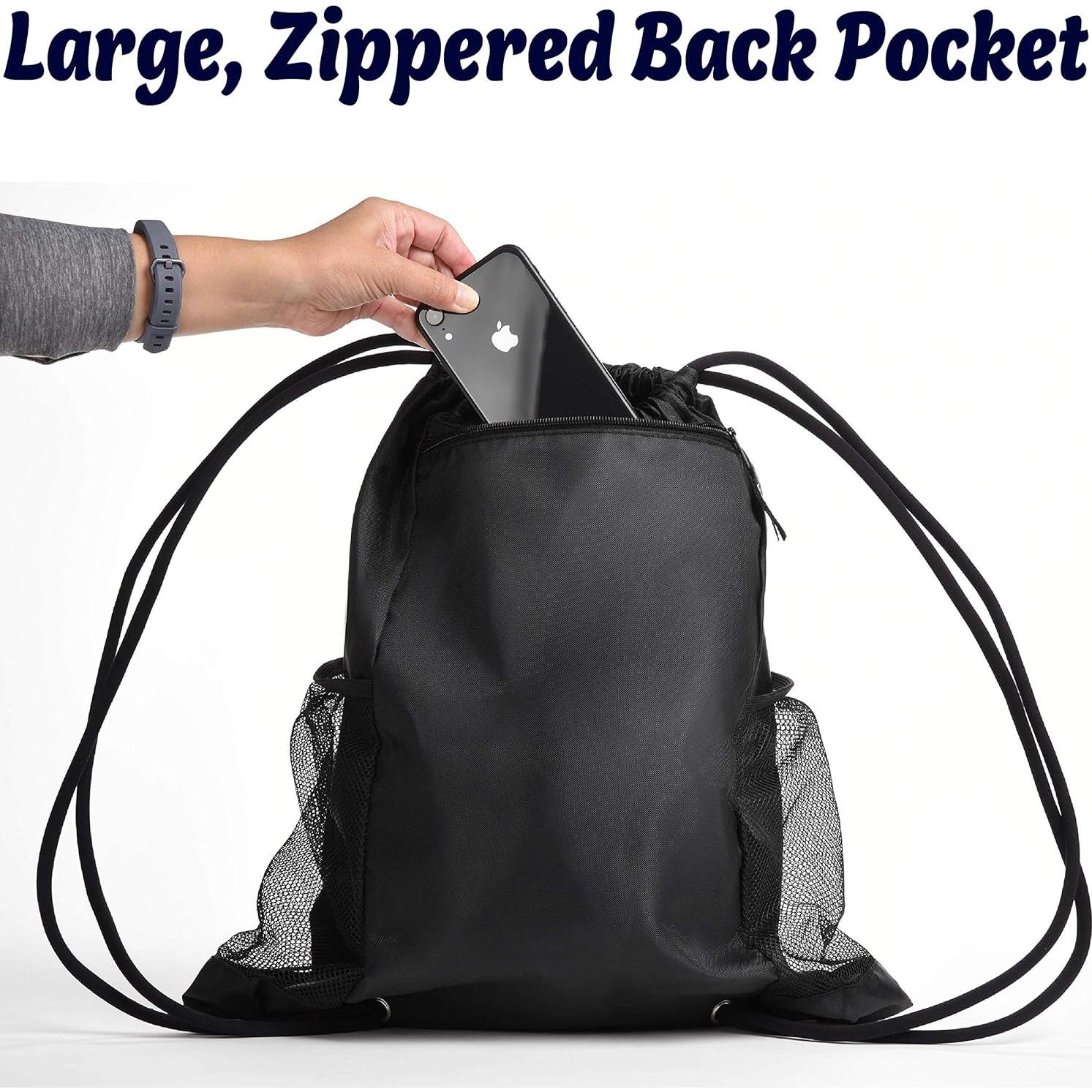 Bolsa de Fútbol Athletico Negra con Cordón y Múltiples Bolsillos