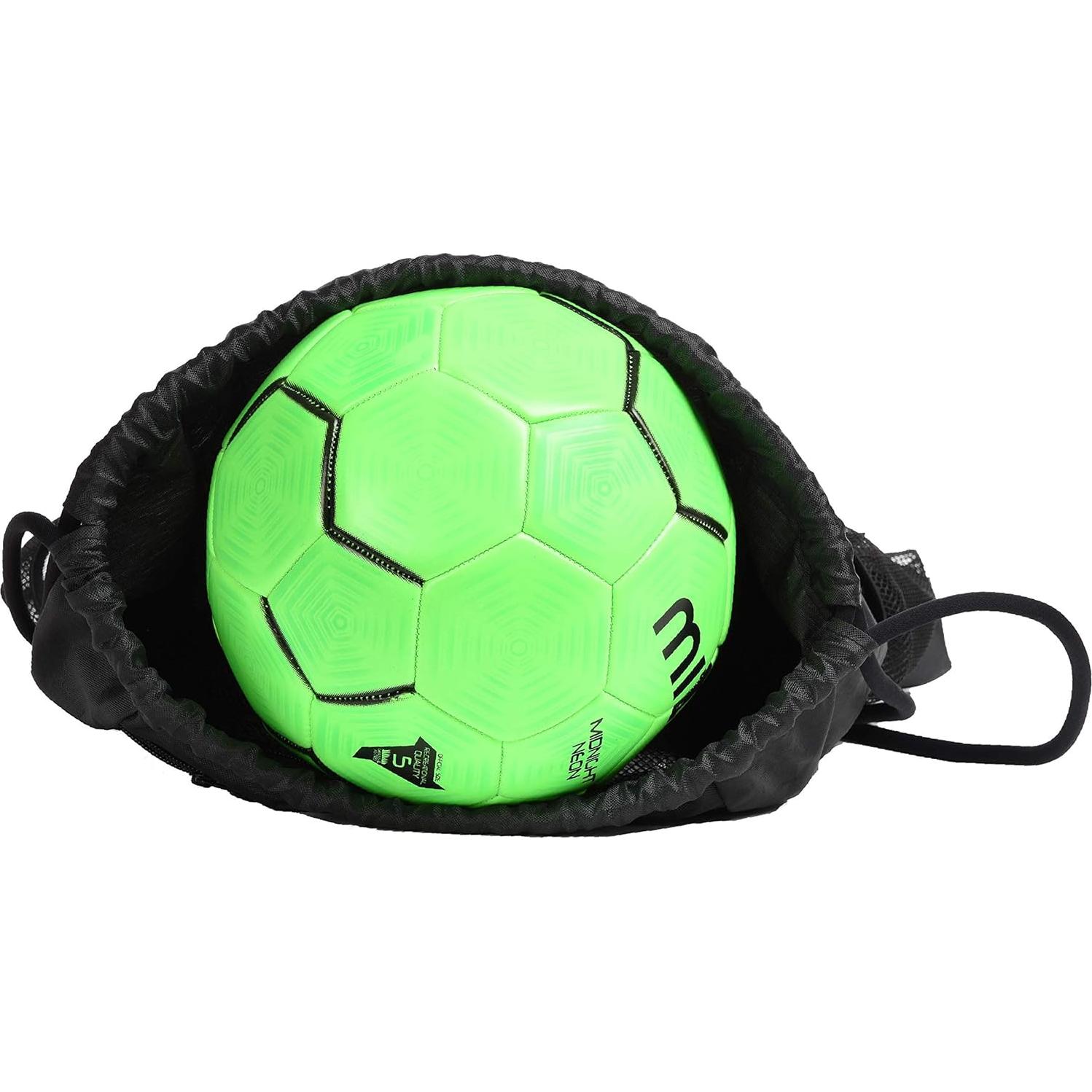 Bolsa de Fútbol Athletico Negra con Cordón y Múltiples Bolsillos