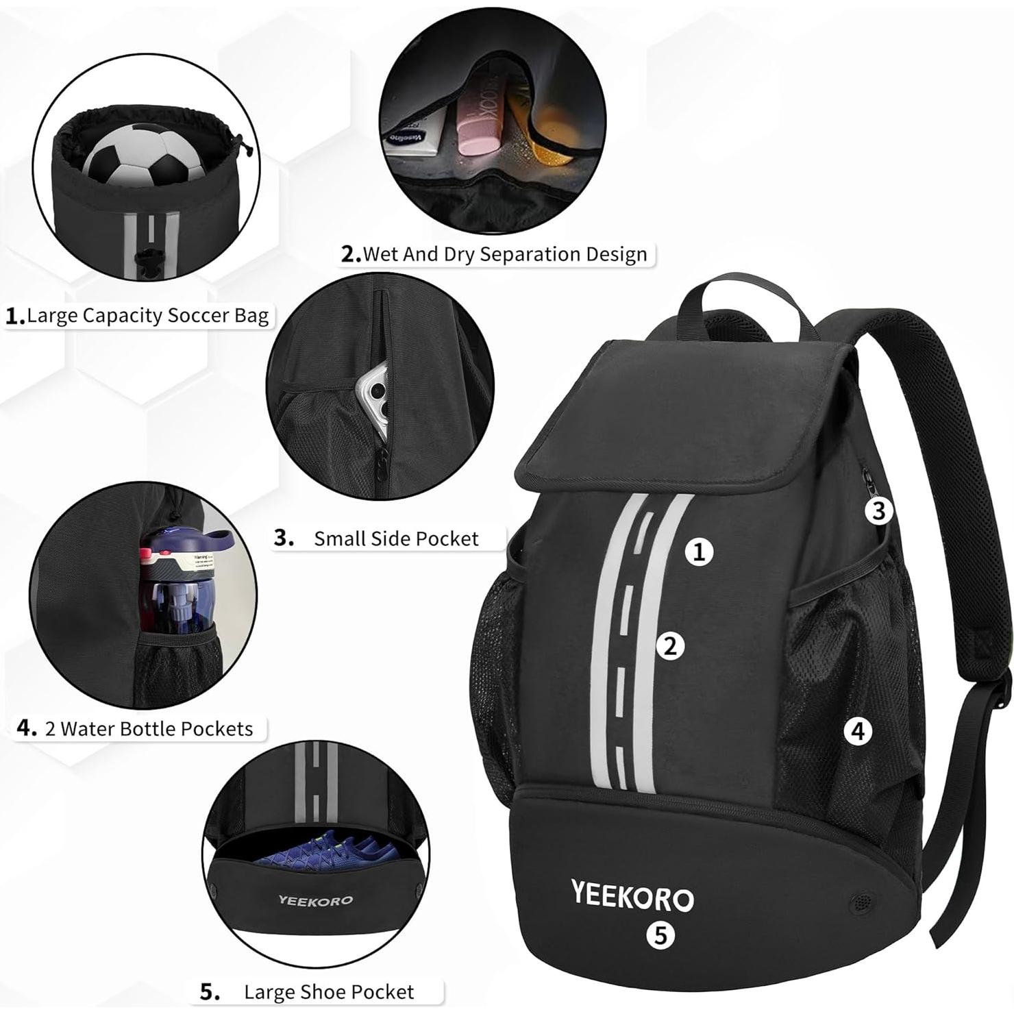 Mochila Deportiva YEEKORO 1998-B07N07 con Compartimento Húmedo-Seco