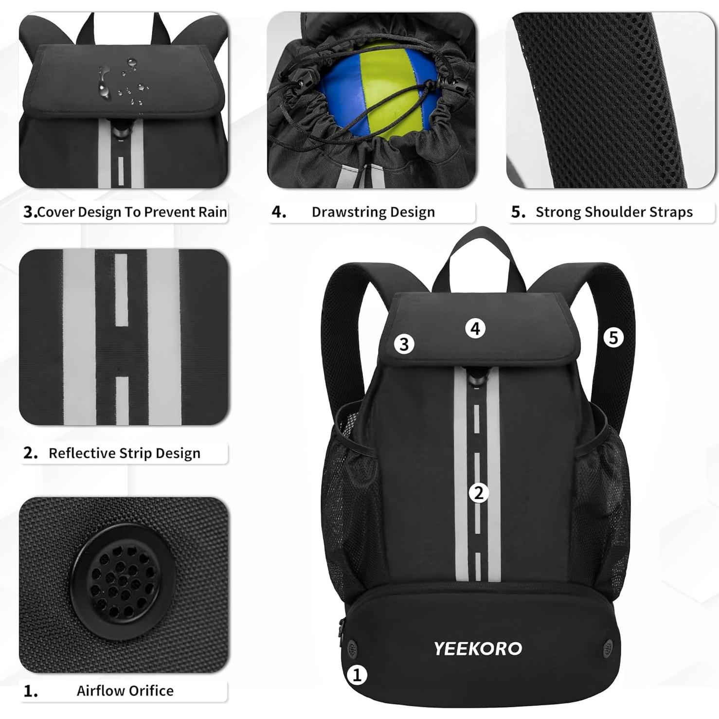 Mochila Deportiva YEEKORO 1998-B07N07 con Compartimento Húmedo-Seco