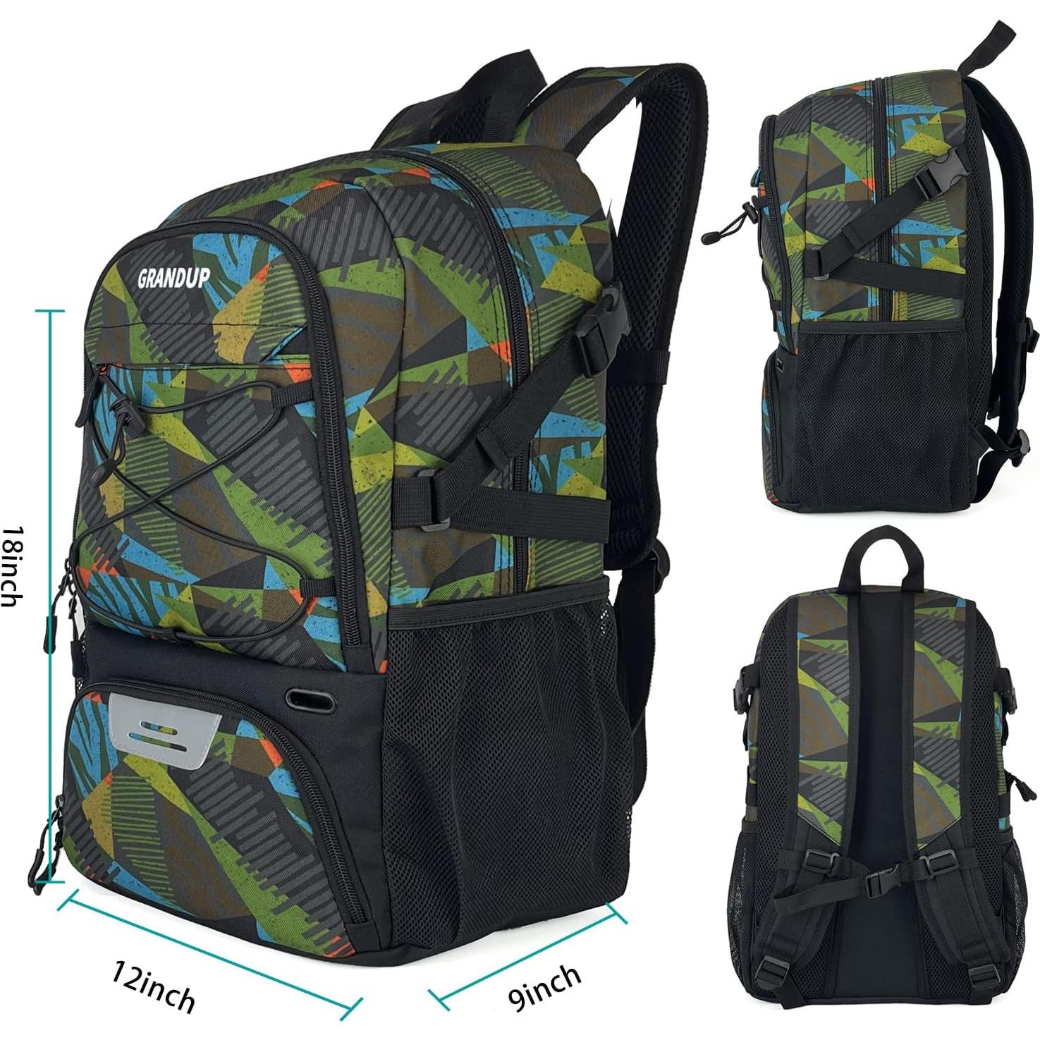 Mochila de Baloncesto GRANDUP 28L con Compartimentos para Zapatos y Balón