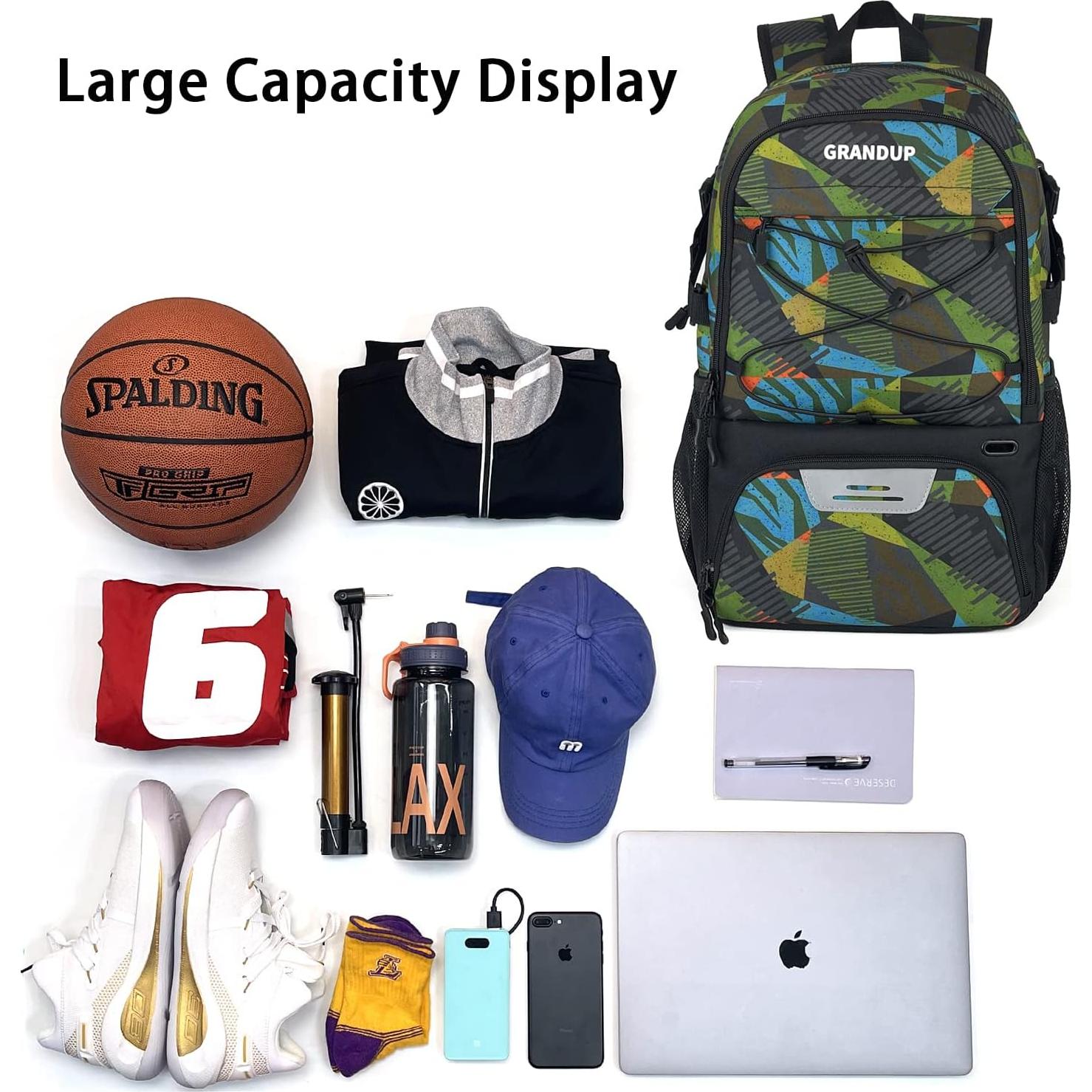 Mochila de Baloncesto GRANDUP 28L con Compartimentos para Zapatos y Balón