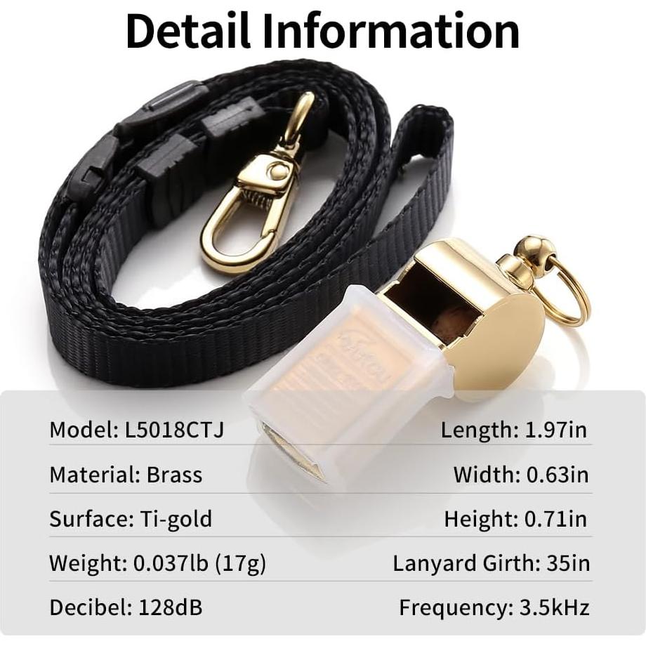 Silbato de Latón L5018CTJ Dorado con Cordón - 128dB