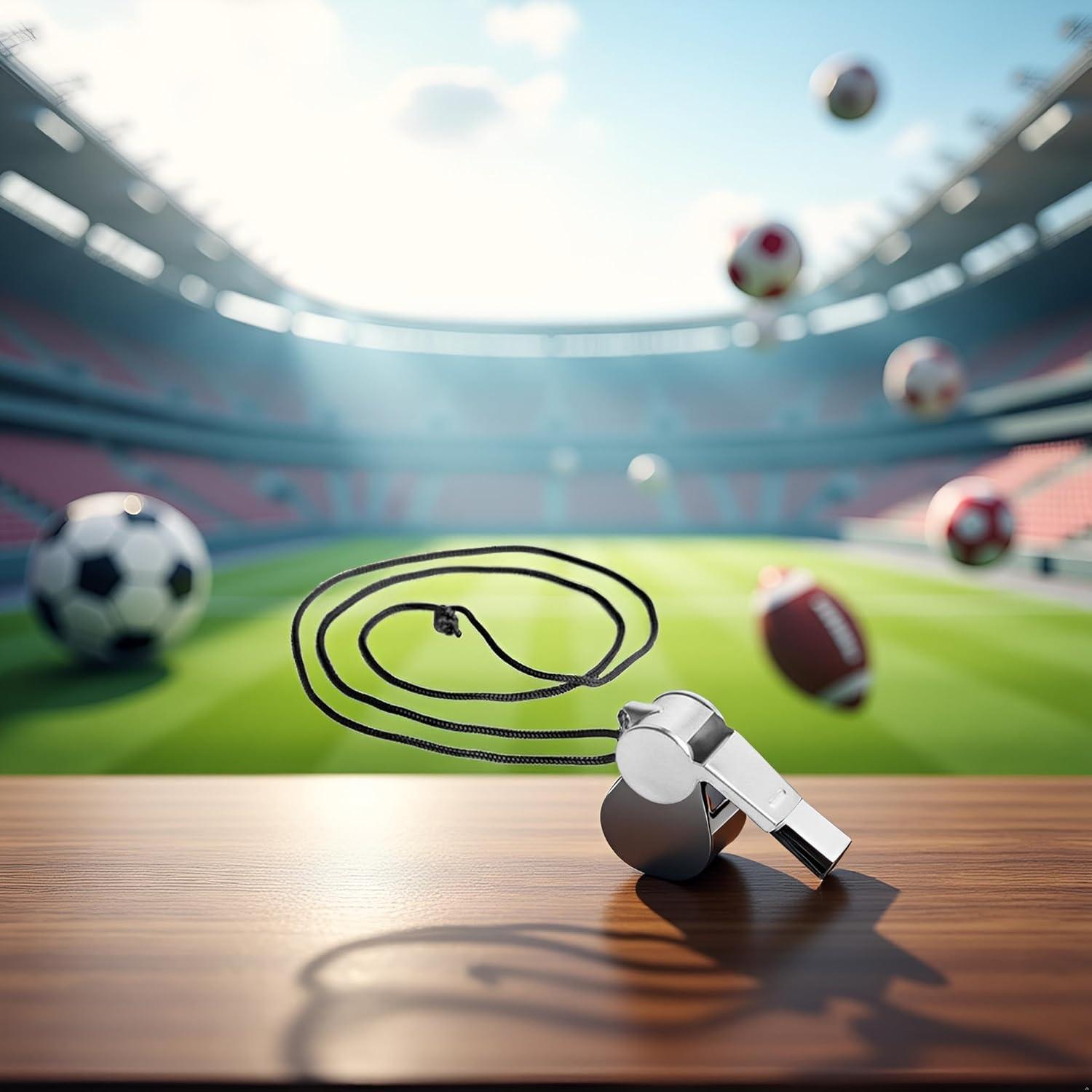 Silbato de Metal WLngtv con Cordón Negro para Deportes