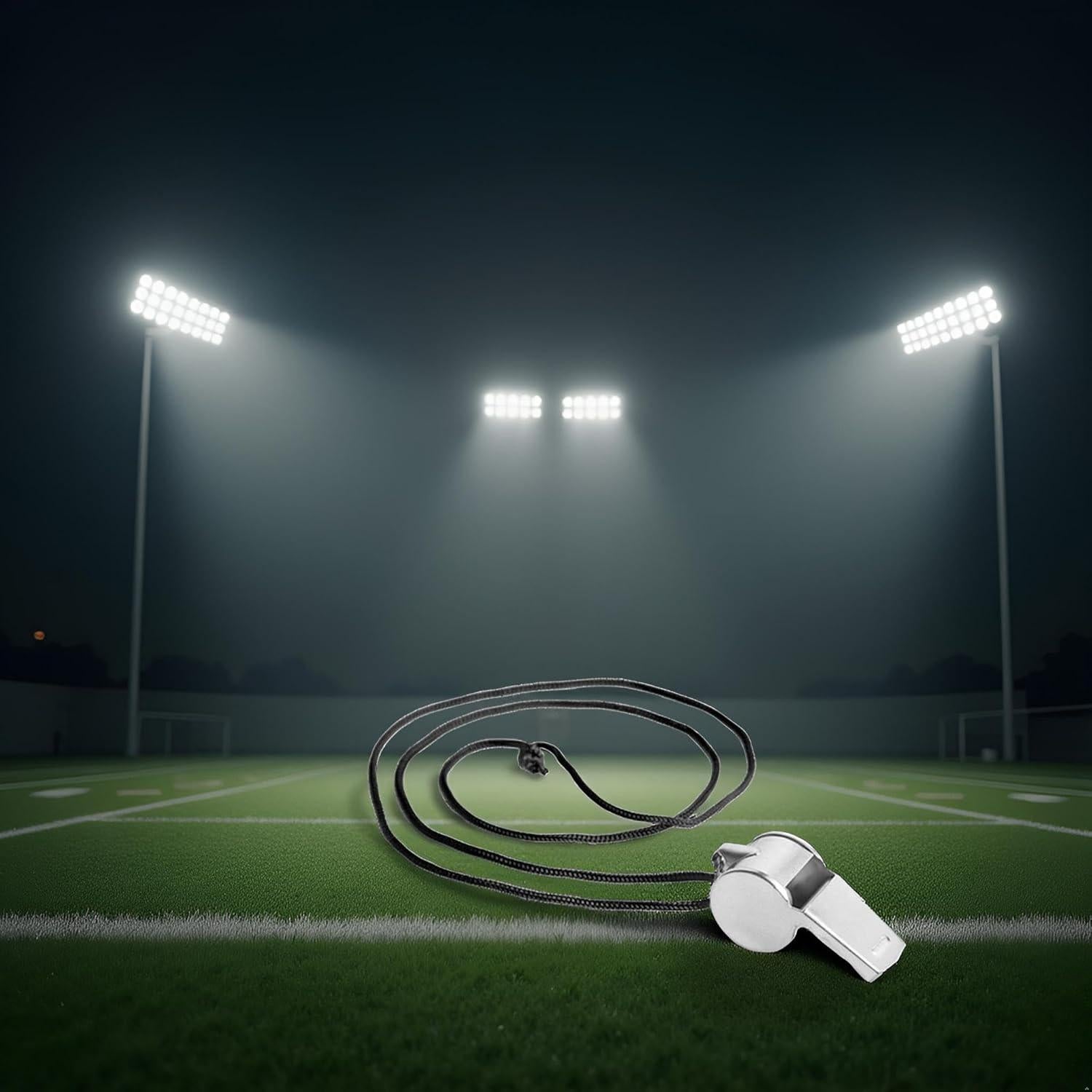 Silbato de Metal WLngtv con Cordón Negro para Deportes