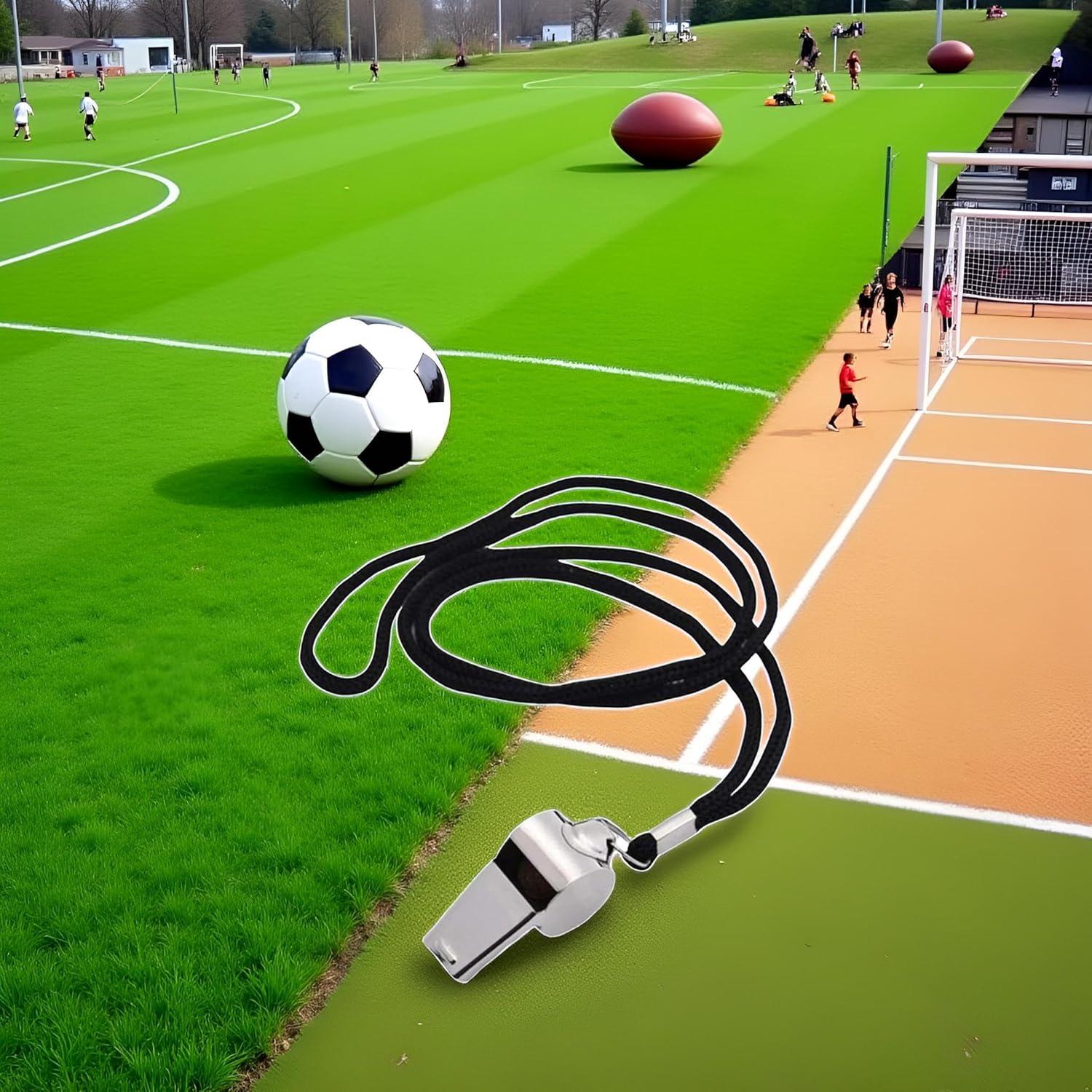 Silbato de Metal WLngtv con Cordón Negro para Deportes