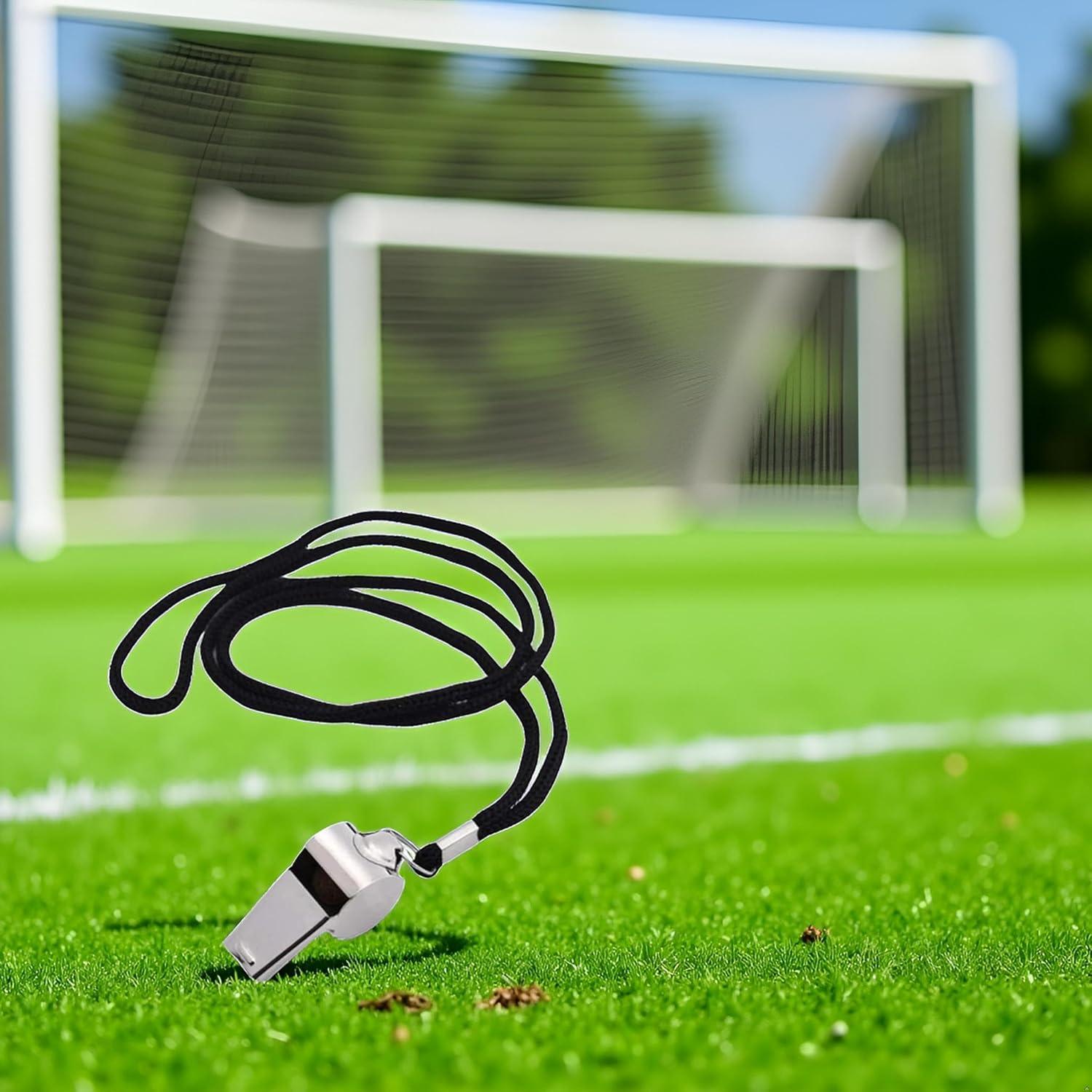 Silbato de Metal WLngtv con Cordón Negro para Deportes