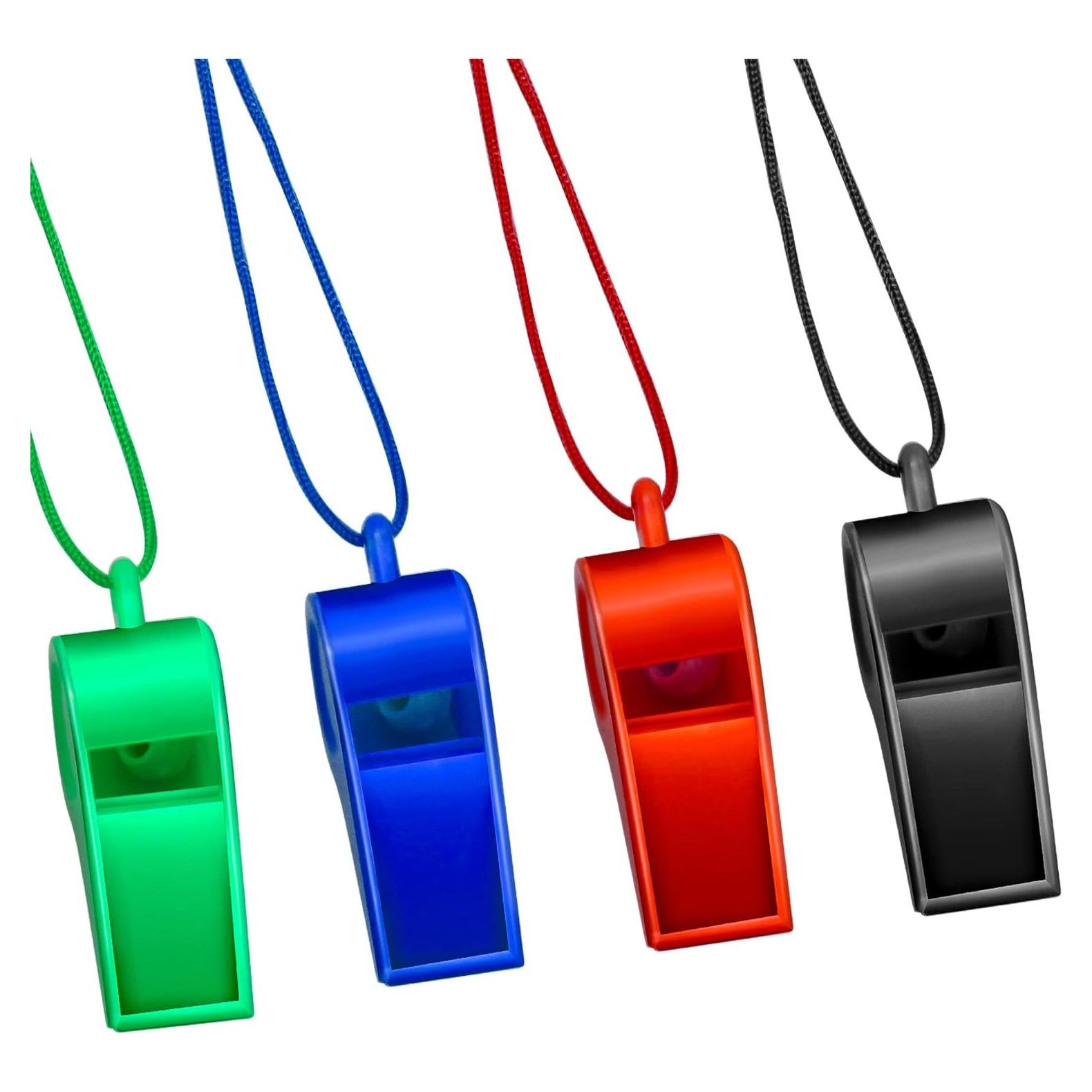Silbatos de Plástico Arbootjin - Paquete de 4 Colores con Cordón