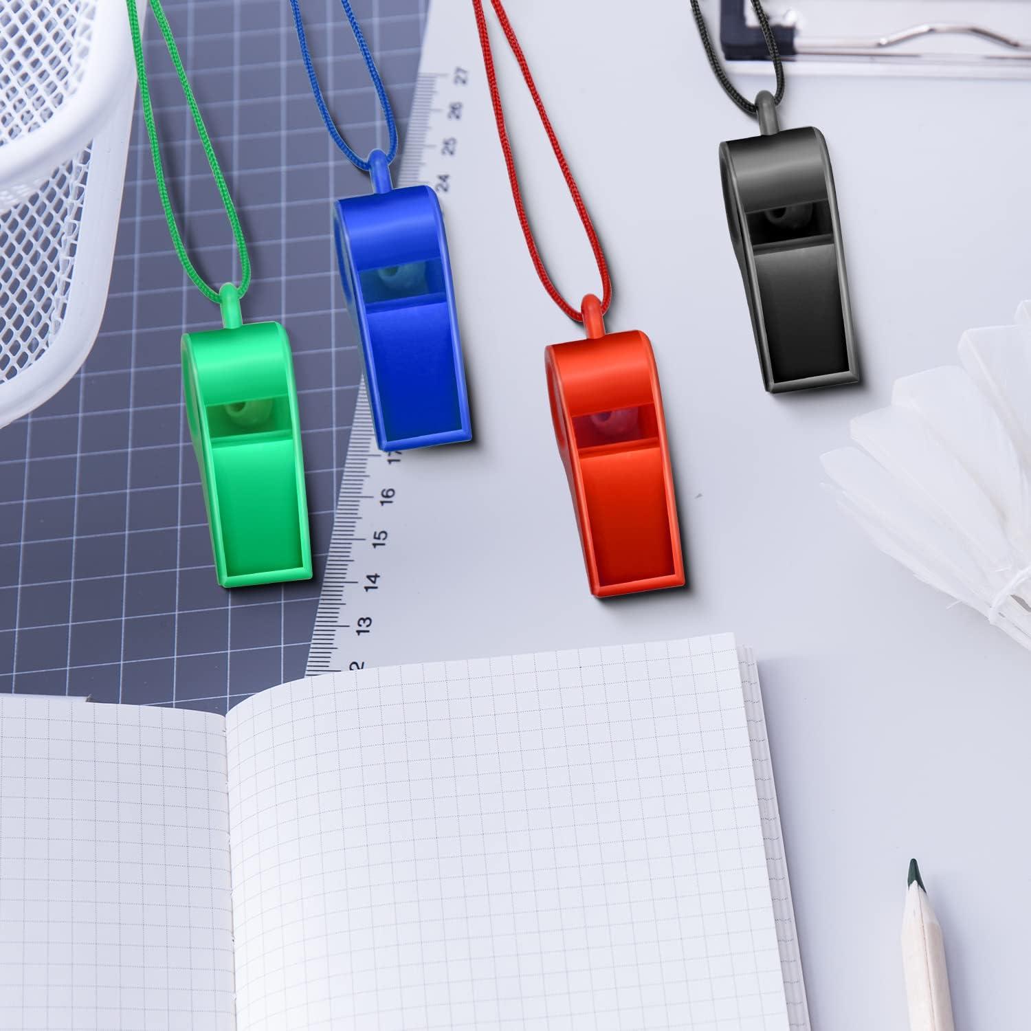 Silbatos de Plástico Arbootjin - Paquete de 4 Colores con Cordón