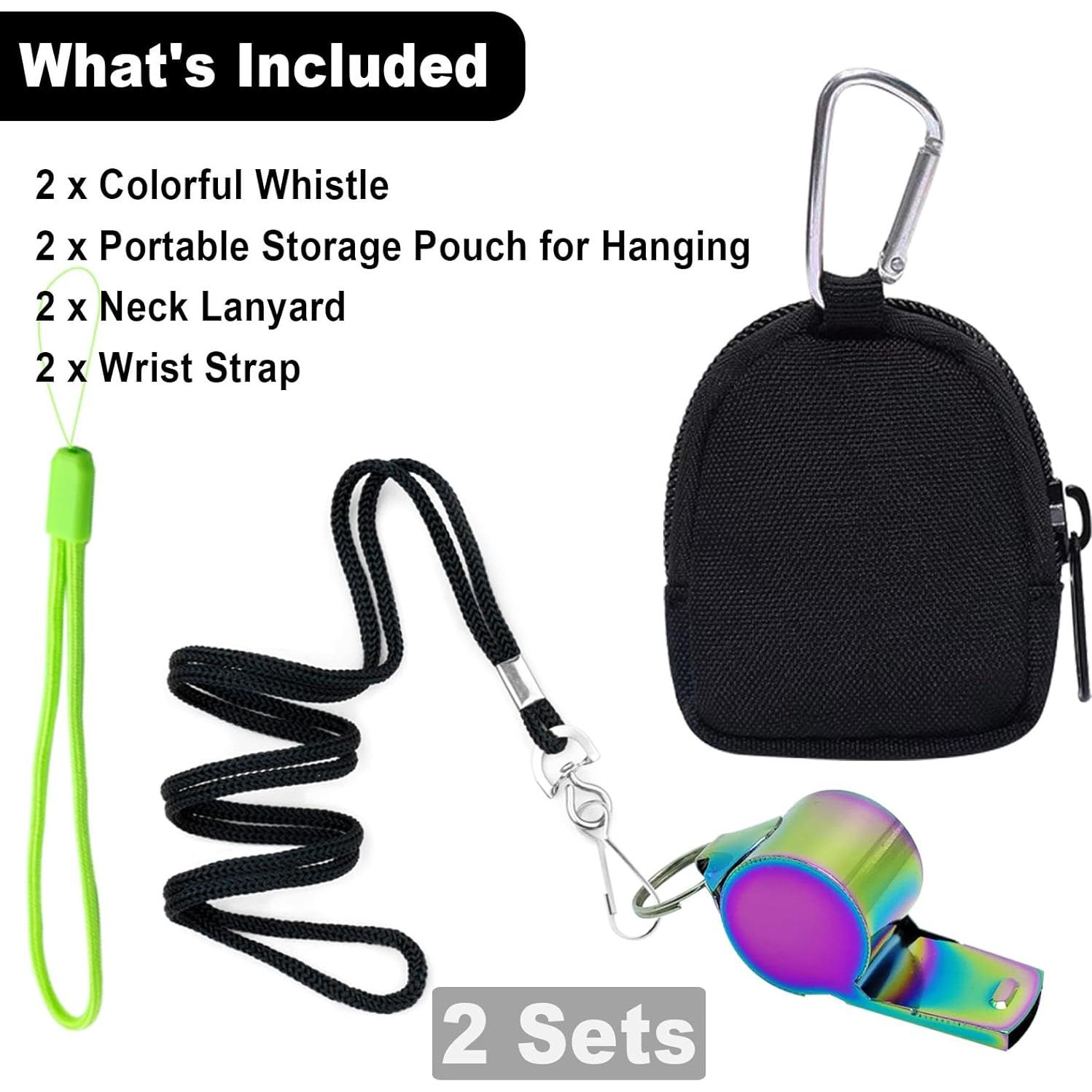 2 Silbatos Coloridos Genérico con Cordones y Bolsas