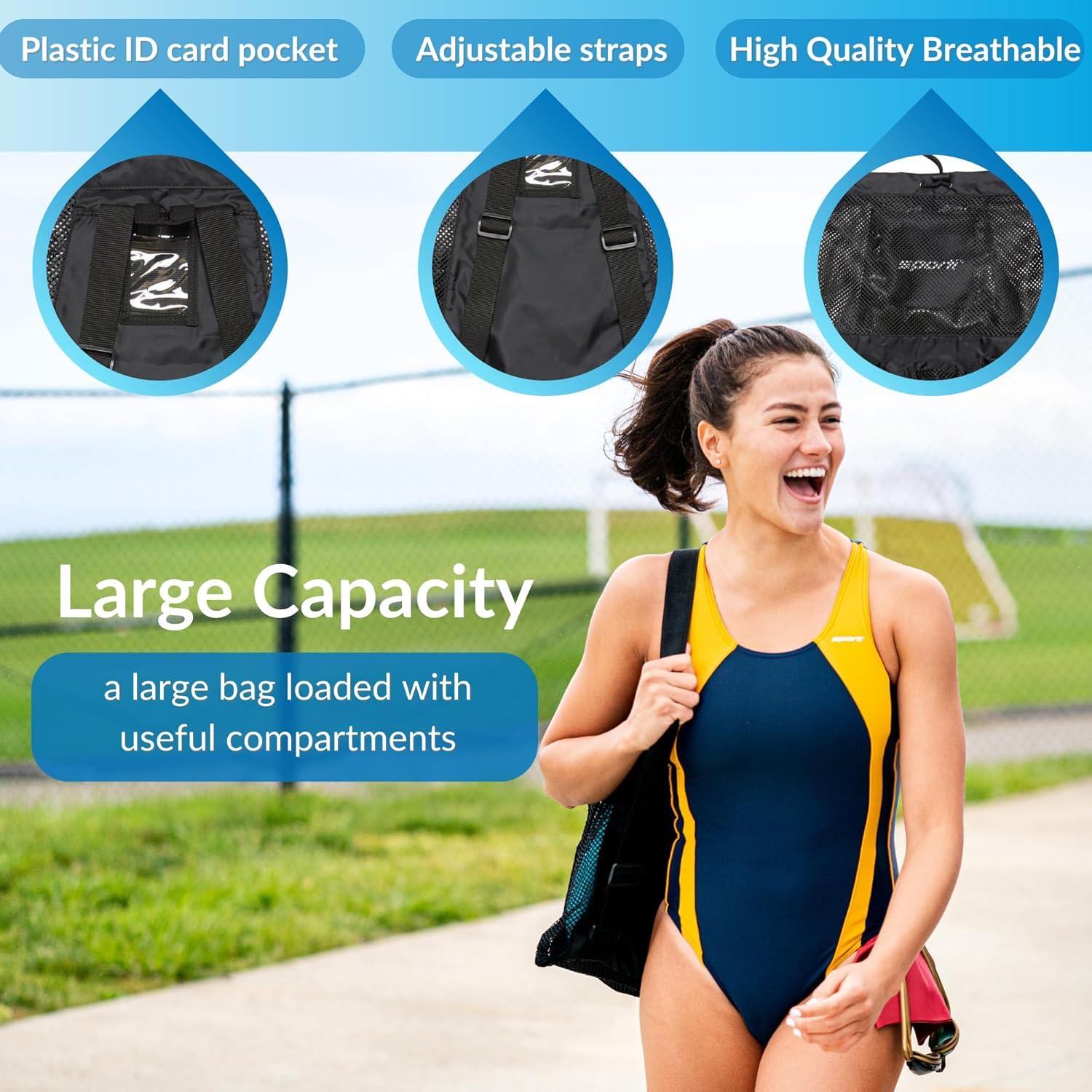 Mochila de Malla Sporti para Natación 63.5x45.7cm Negra