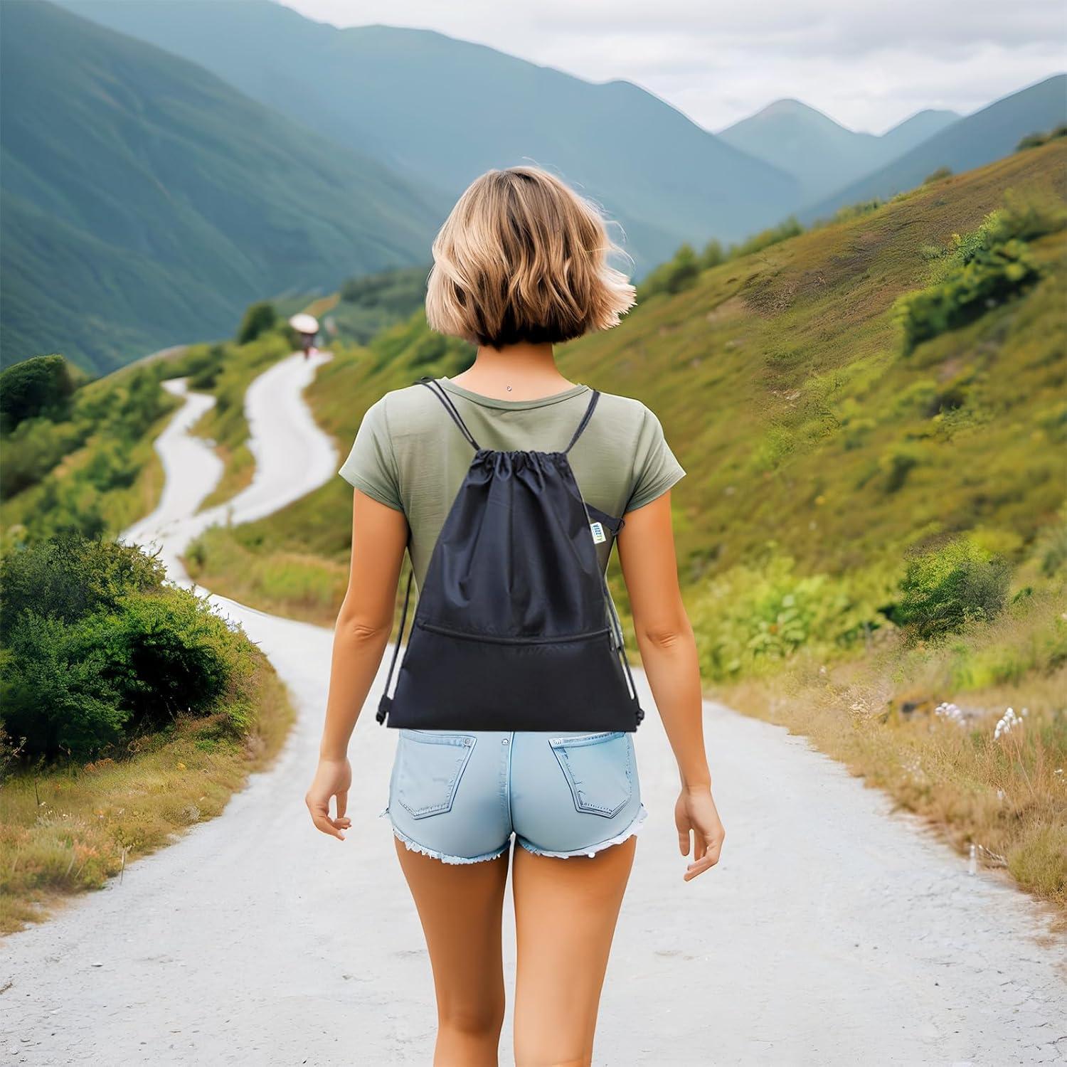 Mochila de Cuerda Impermeable VIZZTY Unisex Negra 12L