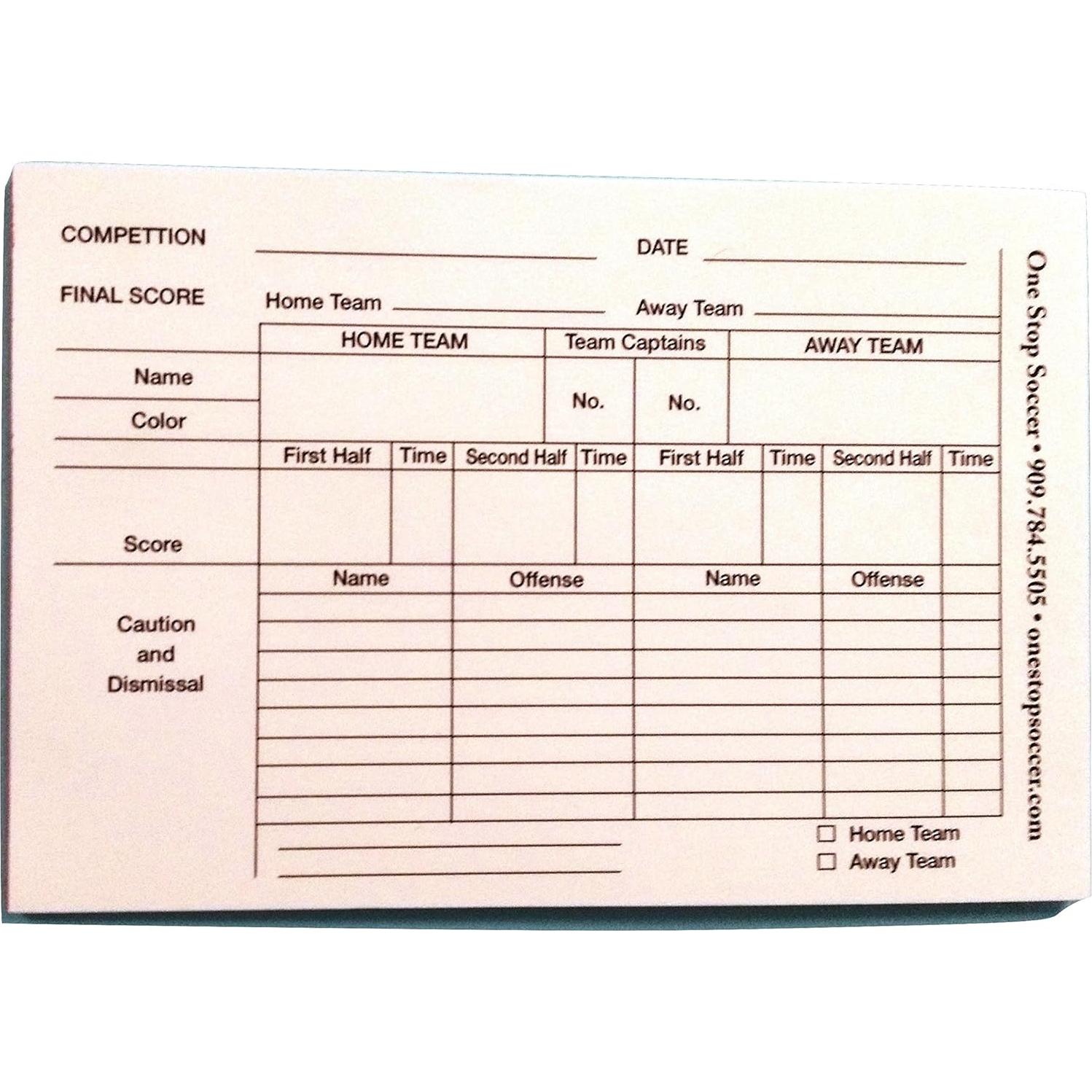 Bloc de Notas para Árbitros de Fútbol 1 Stop 100 Hojas