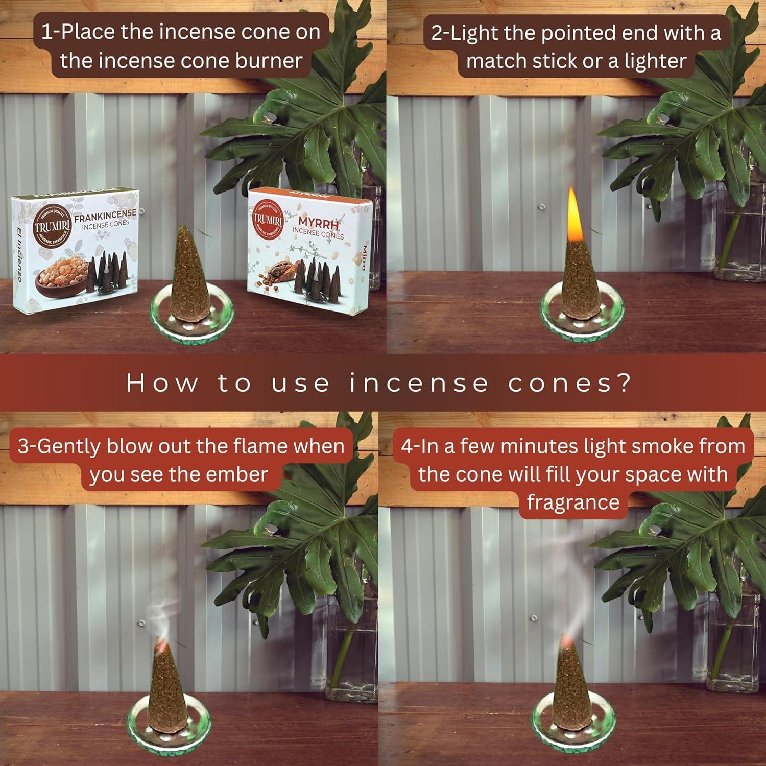 Conos de Incienso TRUMIRI - 20 Conos Aromatizados Incienso y Mirra