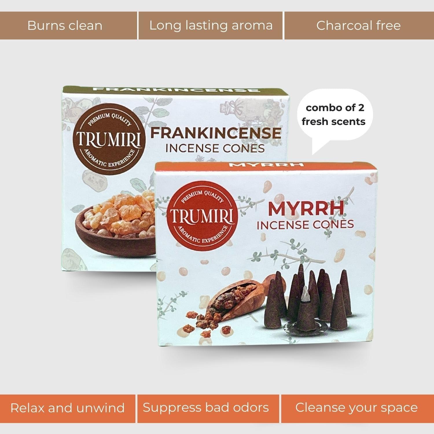 Conos de Incienso TRUMIRI - 20 Conos Aromatizados Incienso y Mirra