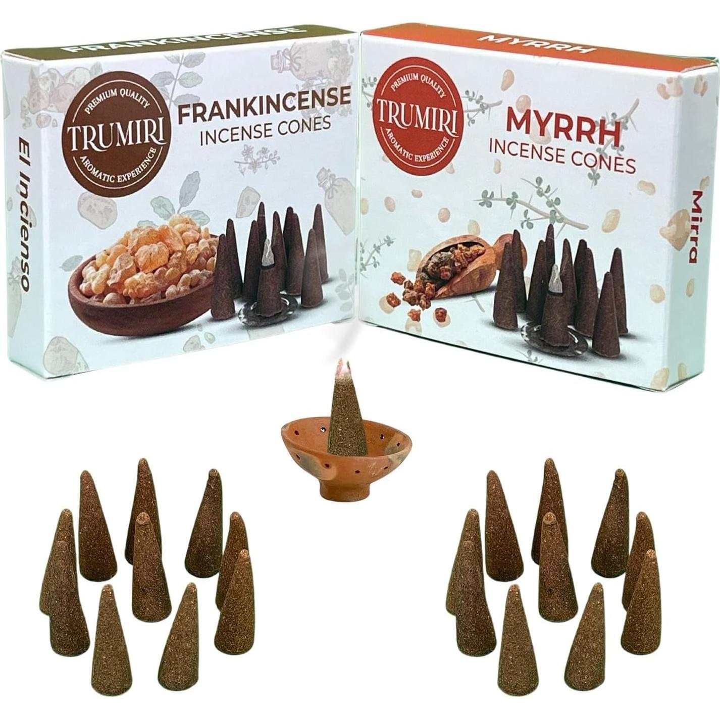 Conos de Incienso TRUMIRI - 20 Conos Aromatizados Incienso y Mirra