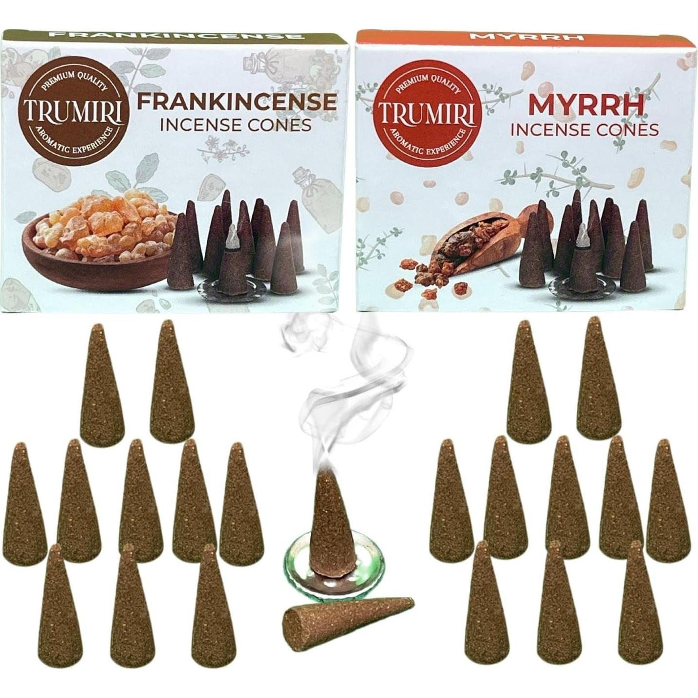 Conos de Incienso TRUMIRI - 20 Conos Aromatizados Incienso y Mirra