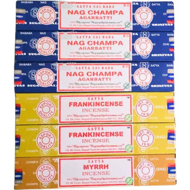 Incienso Satya Nag Champa y Mirra - Paquete de 90 Varillas
