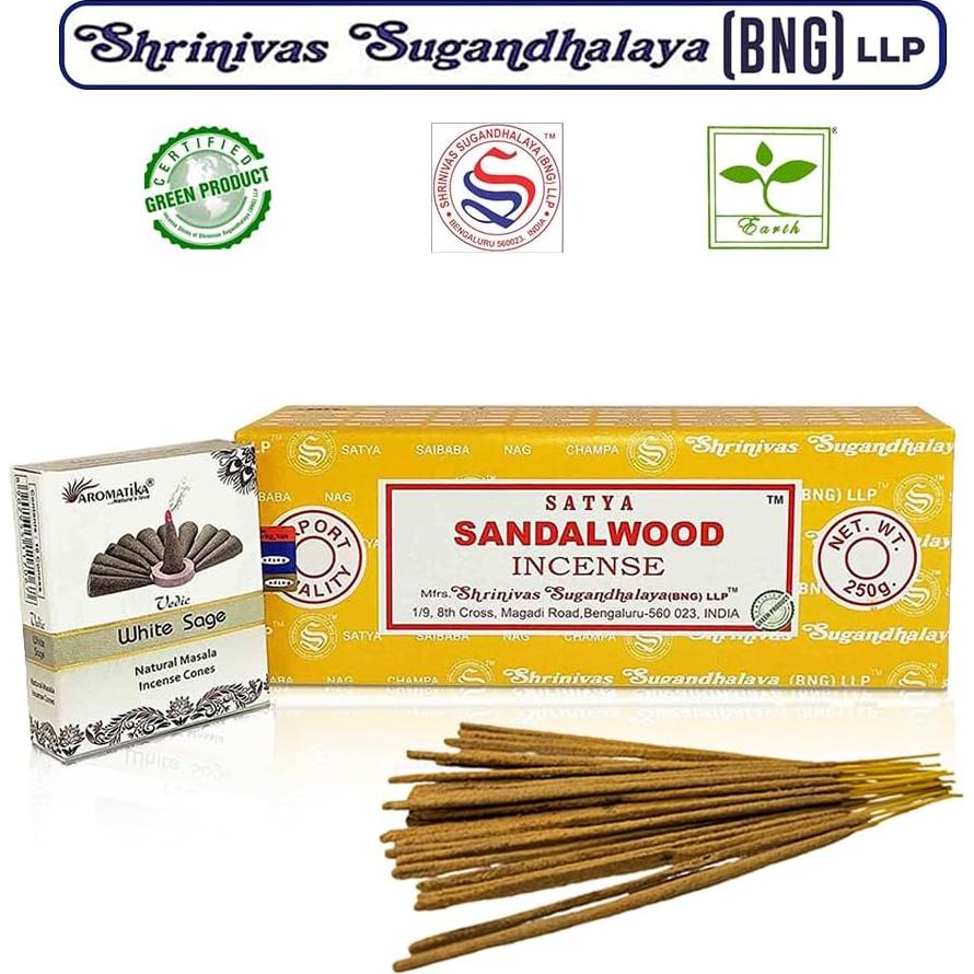 Varitas de Incienso ARO VATIKA Sándalo 250g + Conos Salvia