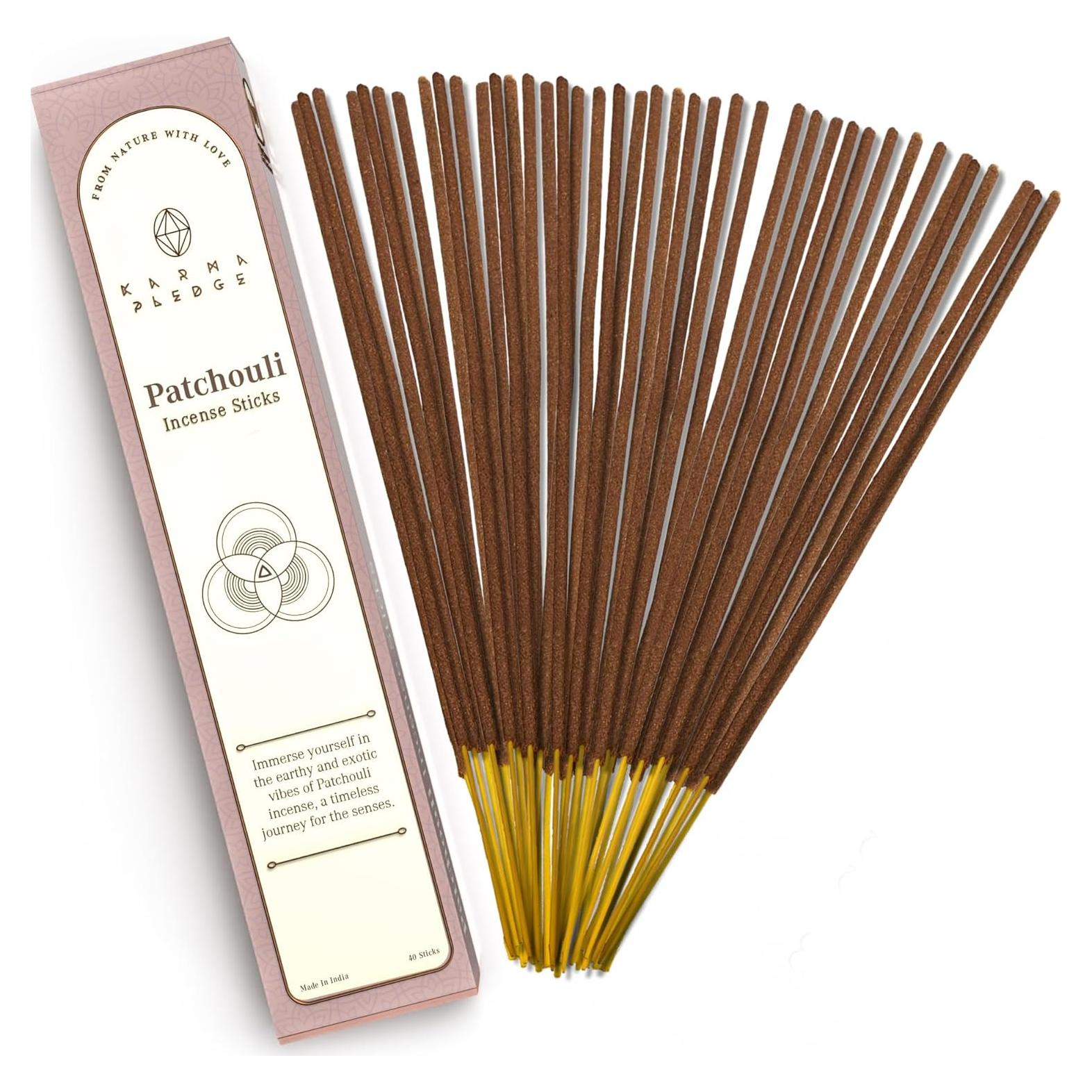 Incienso Orgánico Pachulí Karma Pledge - 40 Varitas 21.6 cm