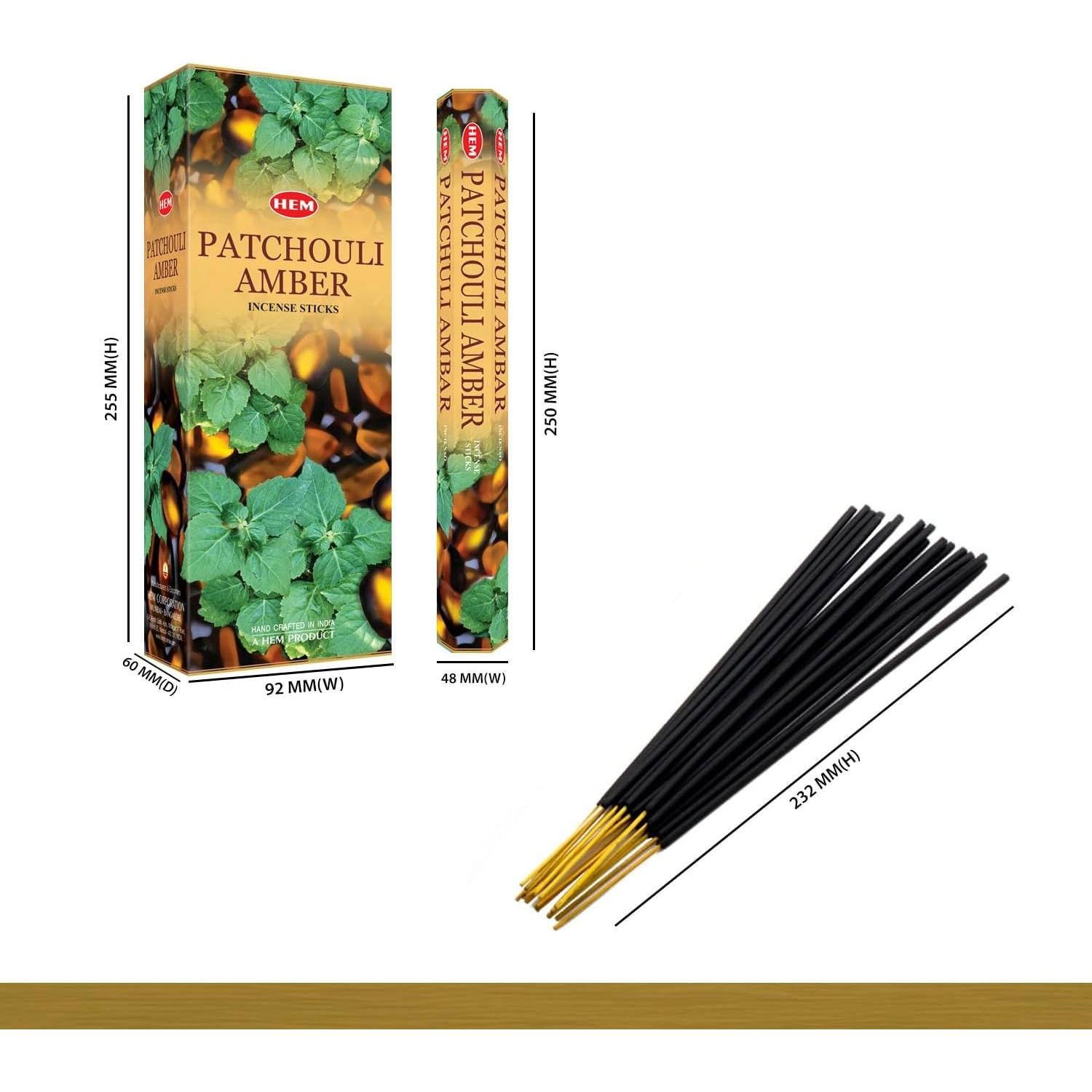 Incienso HEM Parches y Ámbar - 120 Varitas, 20g por Caja