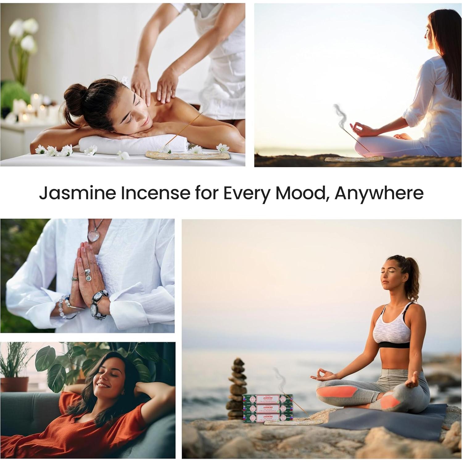 Incienso Natural Satya Nagchampa Jazmín 45g con Soporte Raajsee