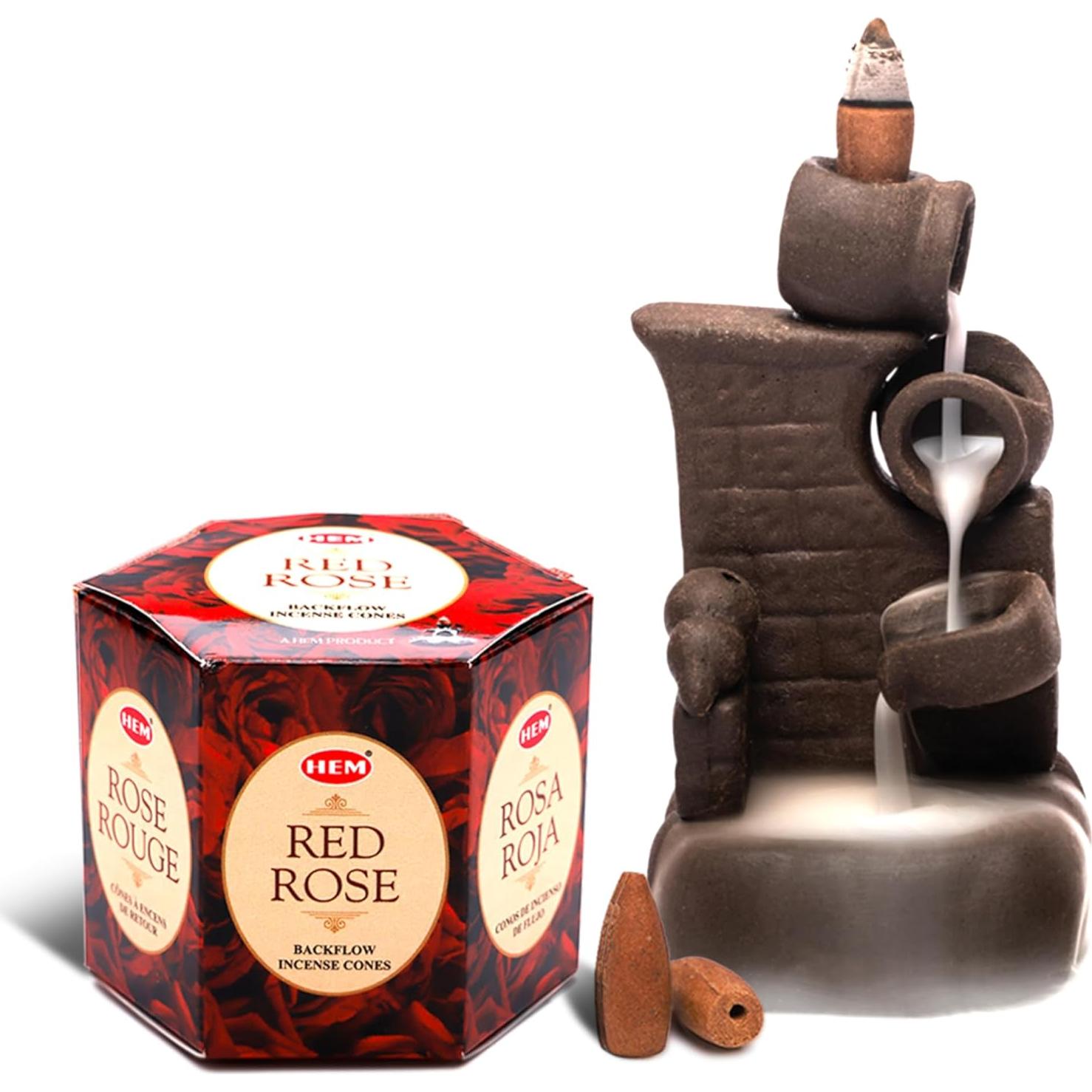 Conos de Incienso HEM Rosa Roja - 40 Unidades Aromaterapia